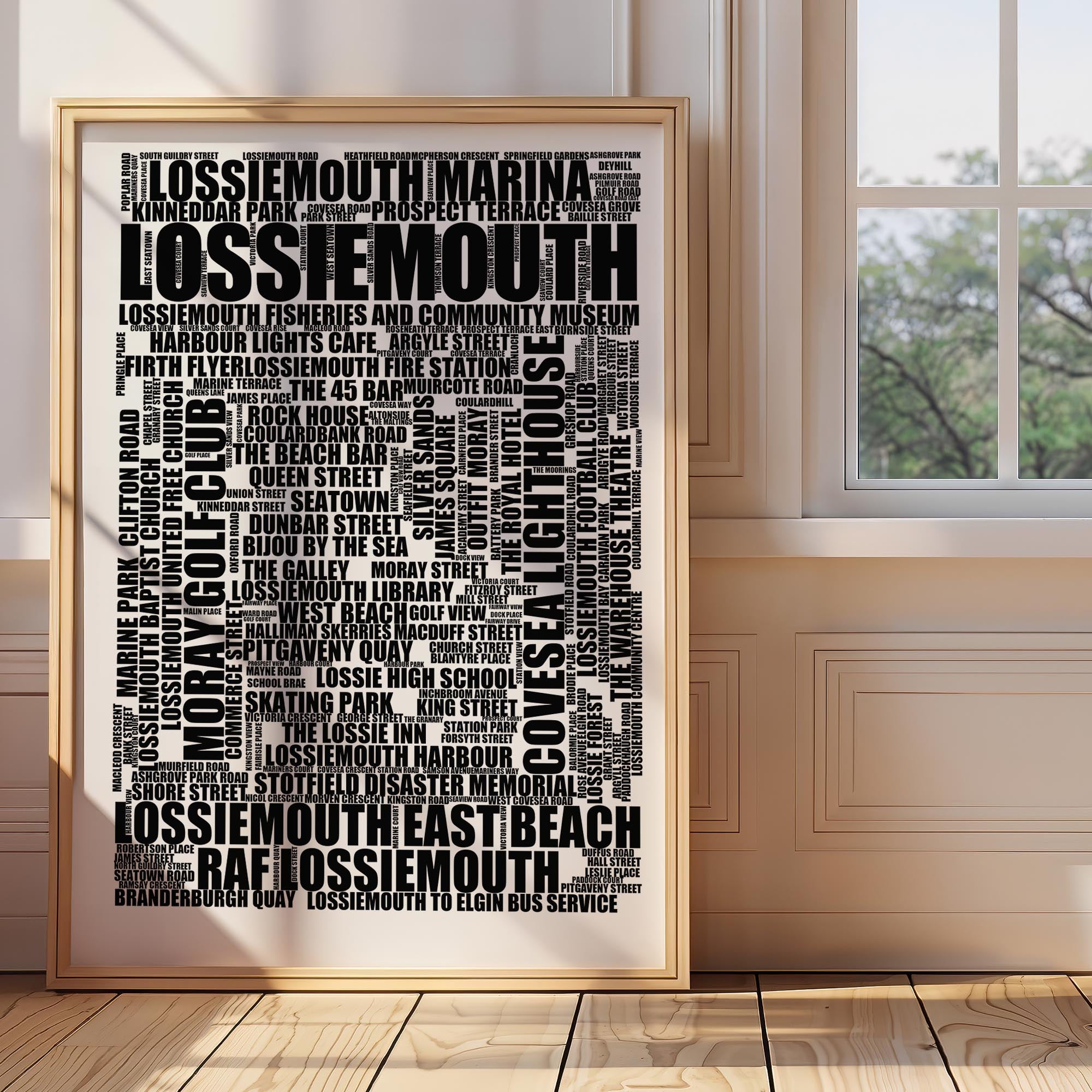 Lossiemouth - Premium Typographic Word Cloud Prints, Posters & Gifts