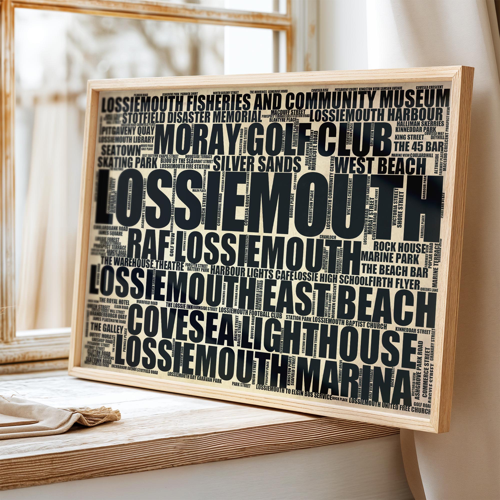 Lossiemouth - Premium Typographic Word Cloud Prints, Posters & Gifts