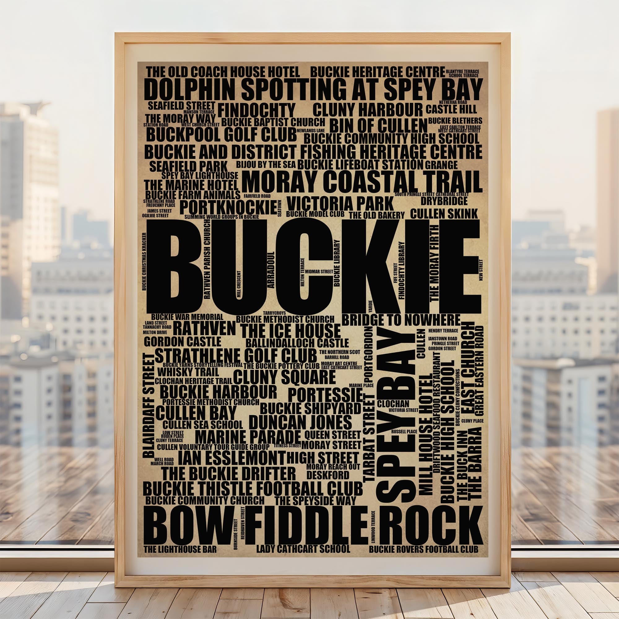 Buckie - Premium Typographic Word Cloud Prints, Posters & Gifts