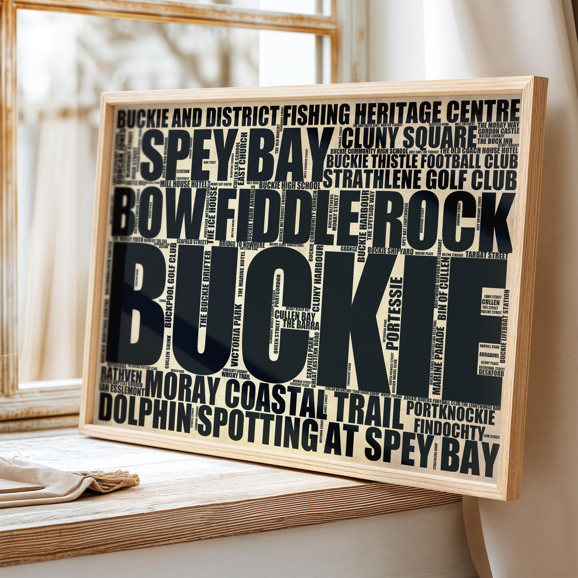 Buckie - Premium Typographic Word Cloud Prints, Posters & Gifts