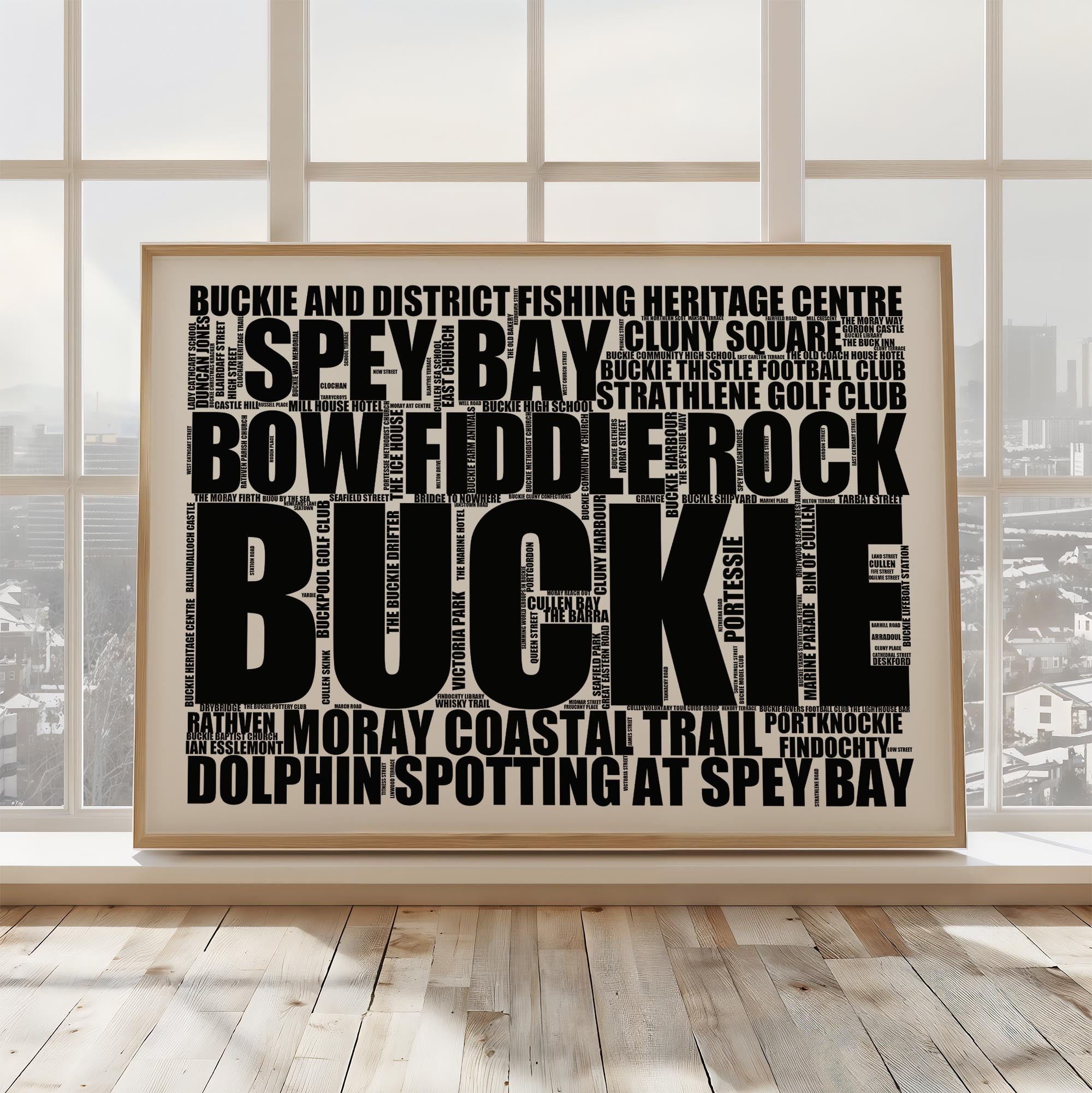 Buckie - Premium Typographic Word Cloud Prints, Posters & Gifts