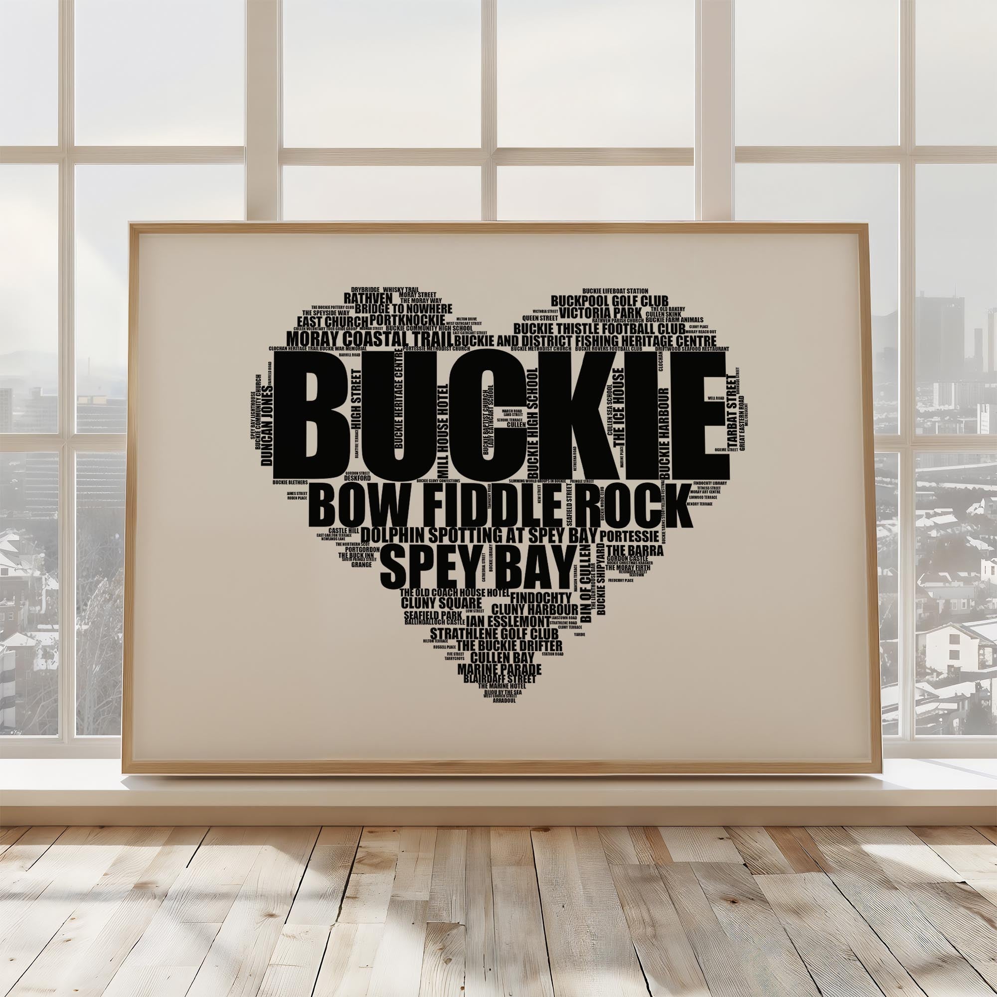 Buckie - Premium Typographic Word Cloud Prints, Posters & Gifts