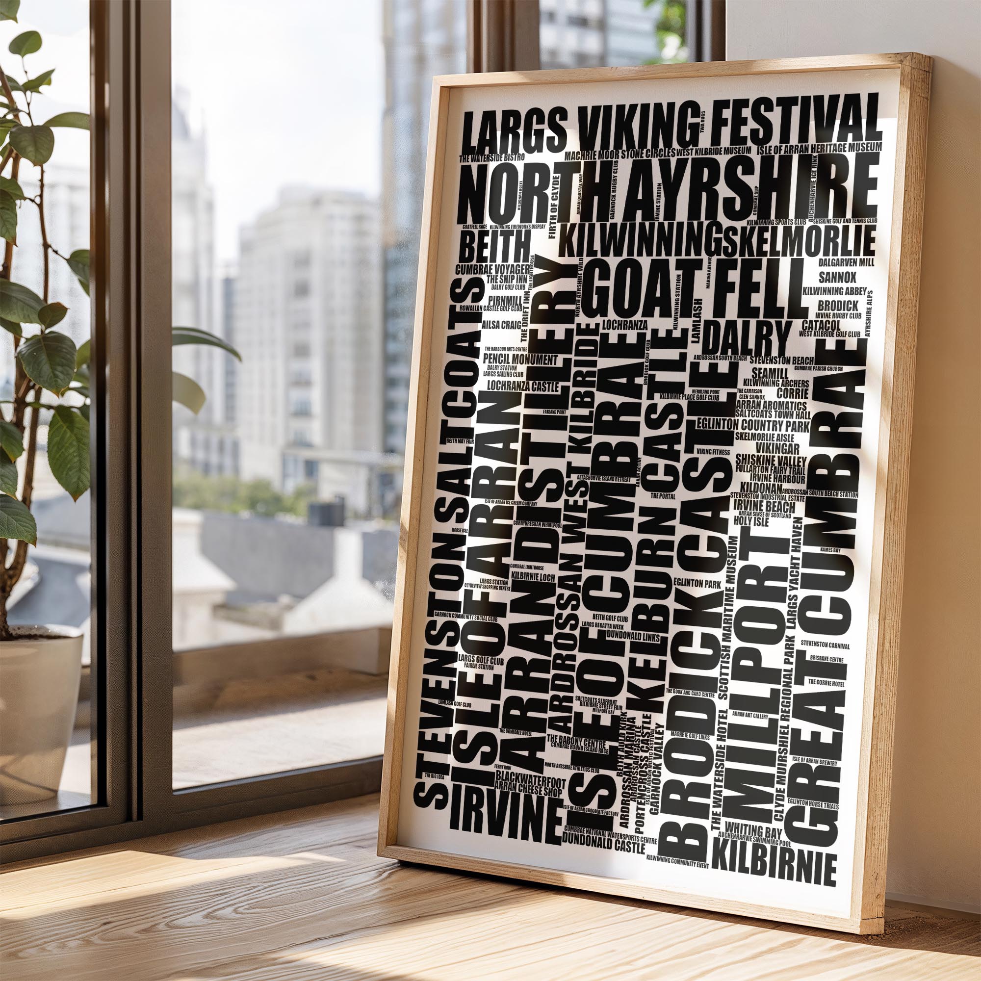 North Ayrshire - Premium Typographic Word Cloud Prints, Posters & Gifts