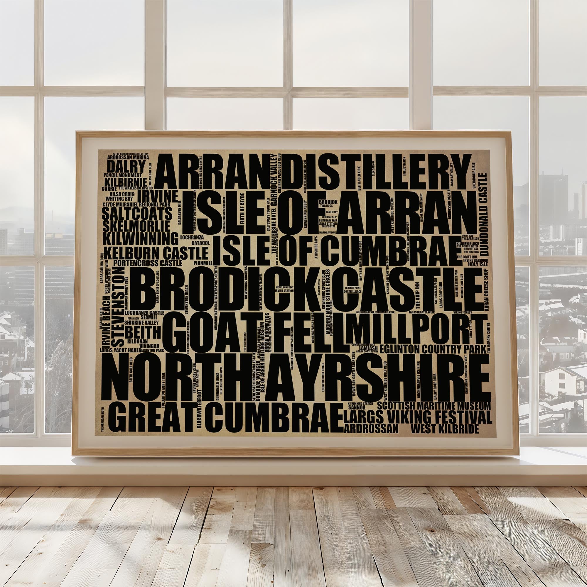 North Ayrshire - Premium Typographic Word Cloud Prints, Posters & Gifts