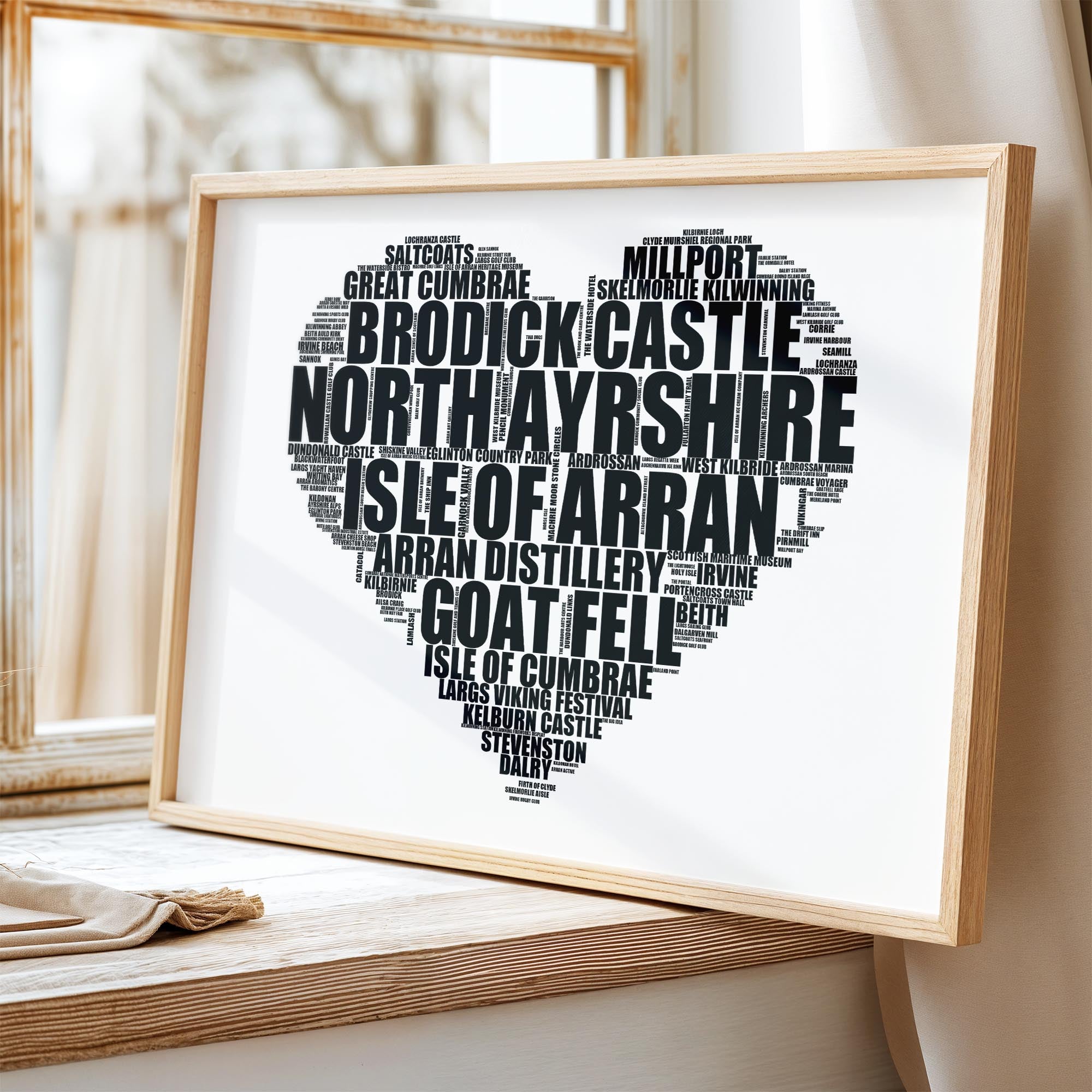 North Ayrshire - Premium Typographic Word Cloud Prints, Posters & Gifts