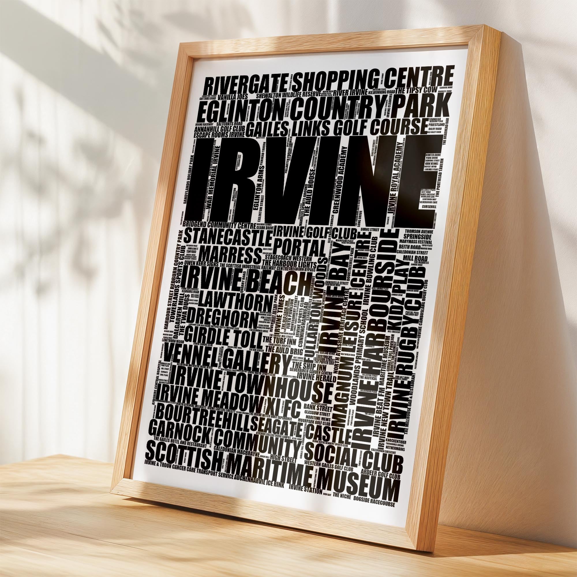 Irvine - Premium Typographic Word Cloud Prints, Posters & Gifts