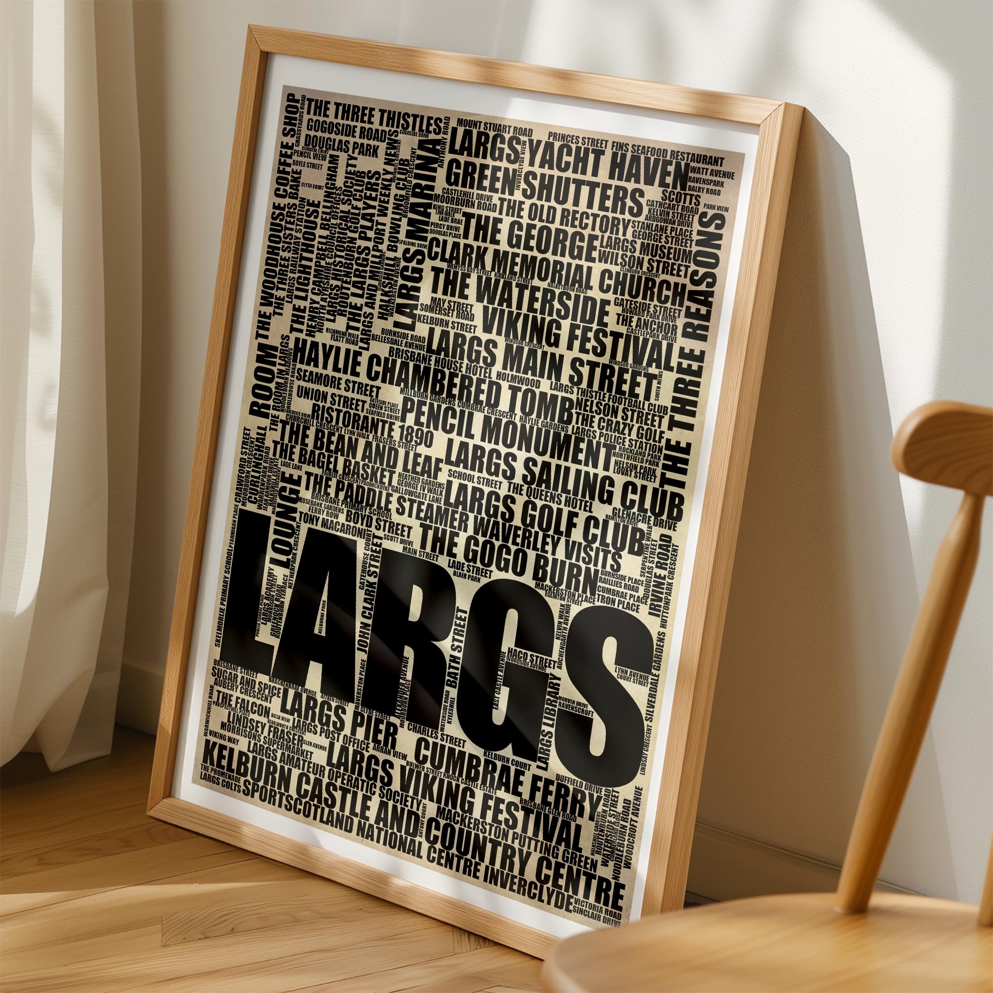 Largs - Premium Typographic Word Cloud Prints, Posters & Gifts