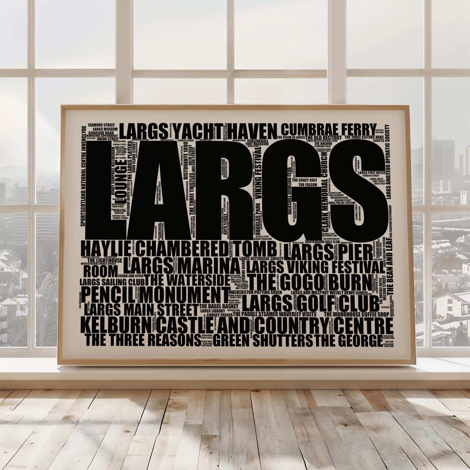 Largs - Premium Typographic Word Cloud Prints, Posters & Gifts