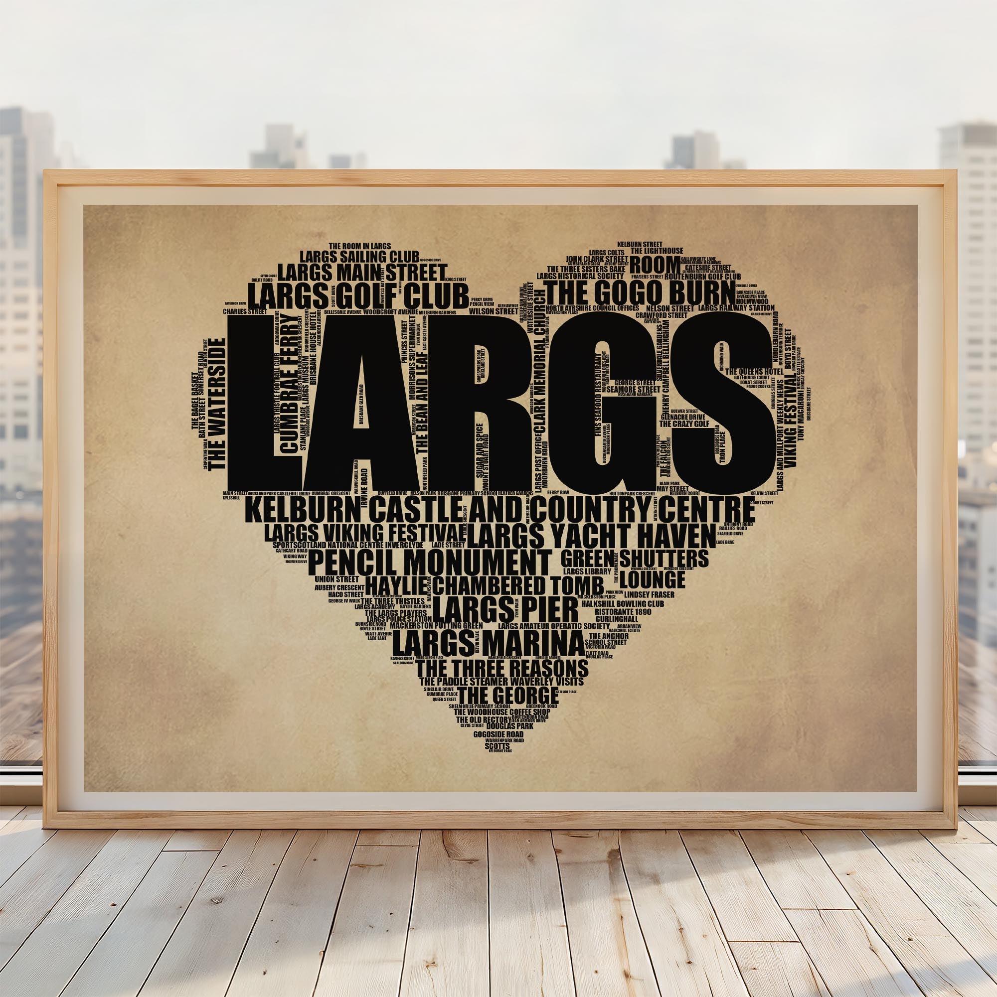Largs - Premium Typographic Word Cloud Prints, Posters & Gifts