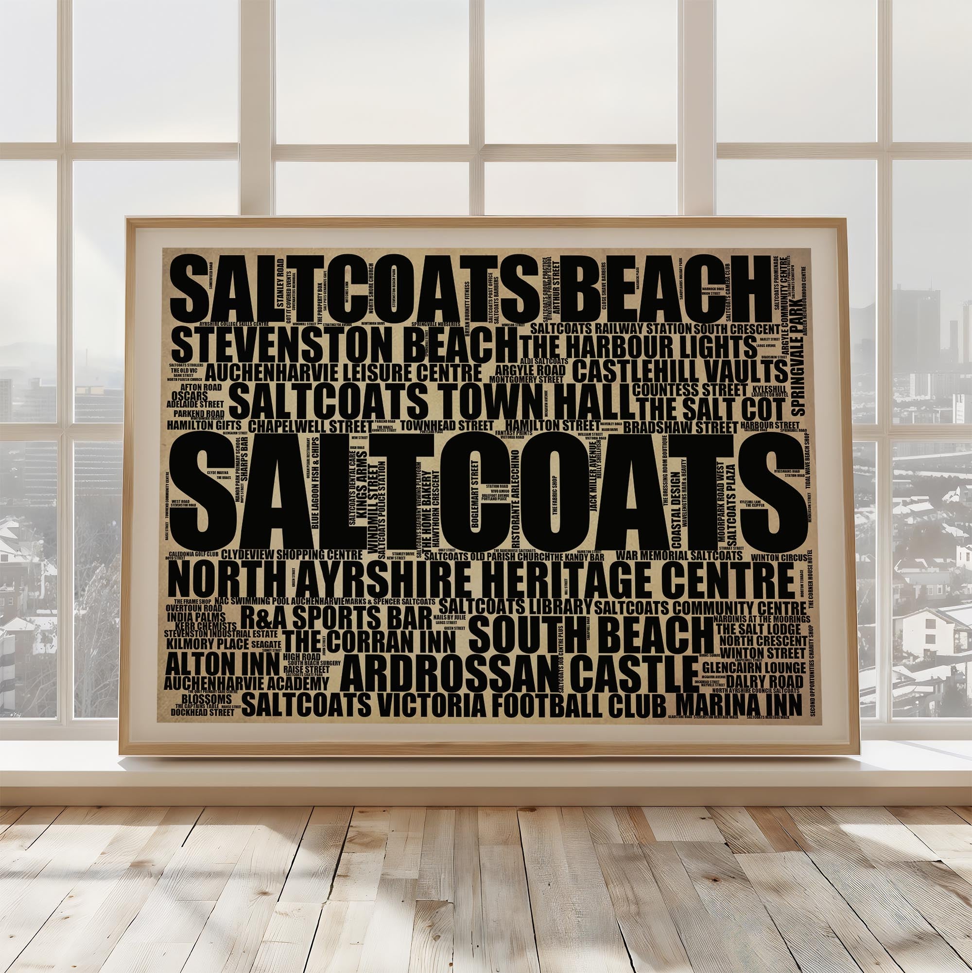 Saltcoats - Premium Typographic Word Cloud Prints, Posters & Gifts