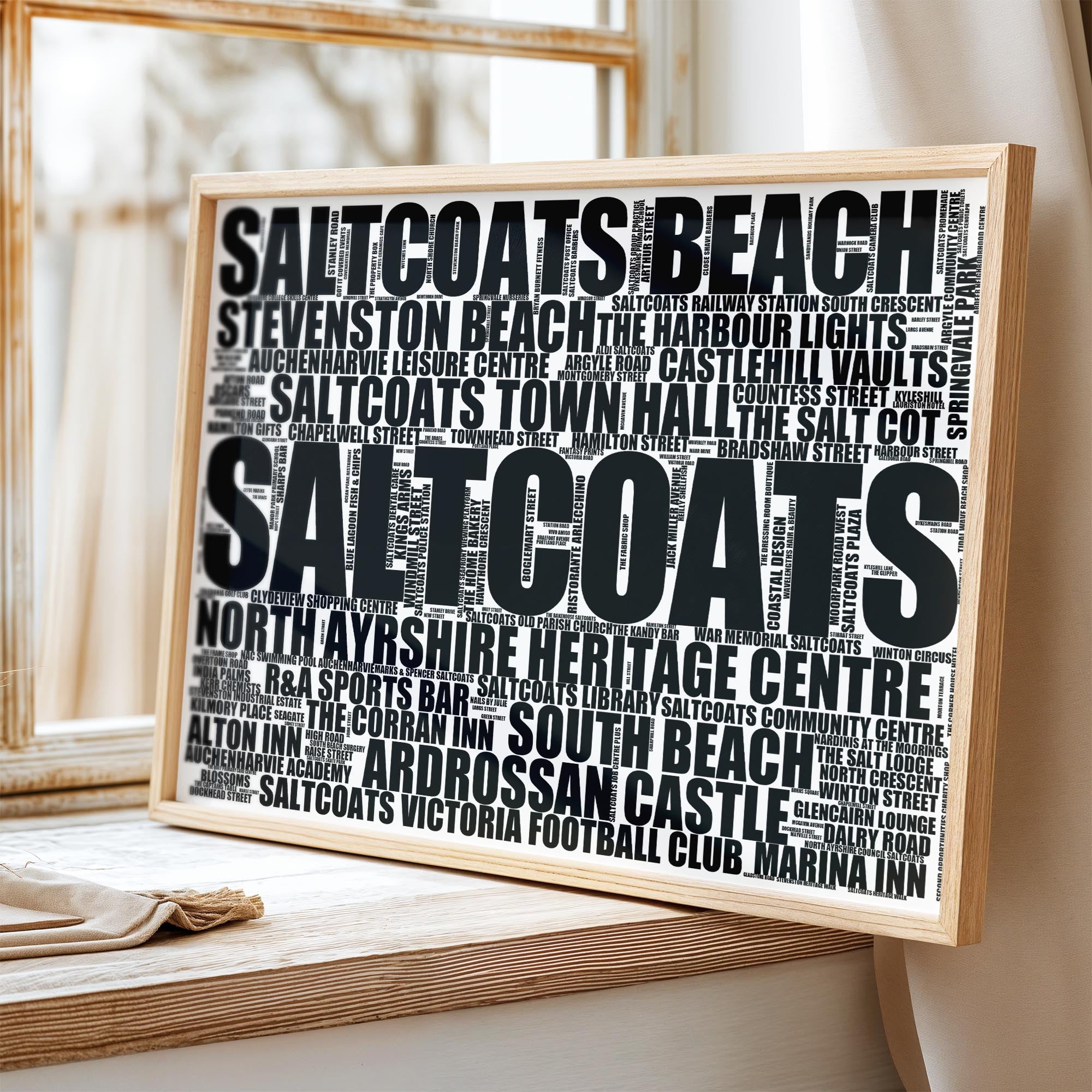 Saltcoats - Premium Typographic Word Cloud Prints, Posters & Gifts