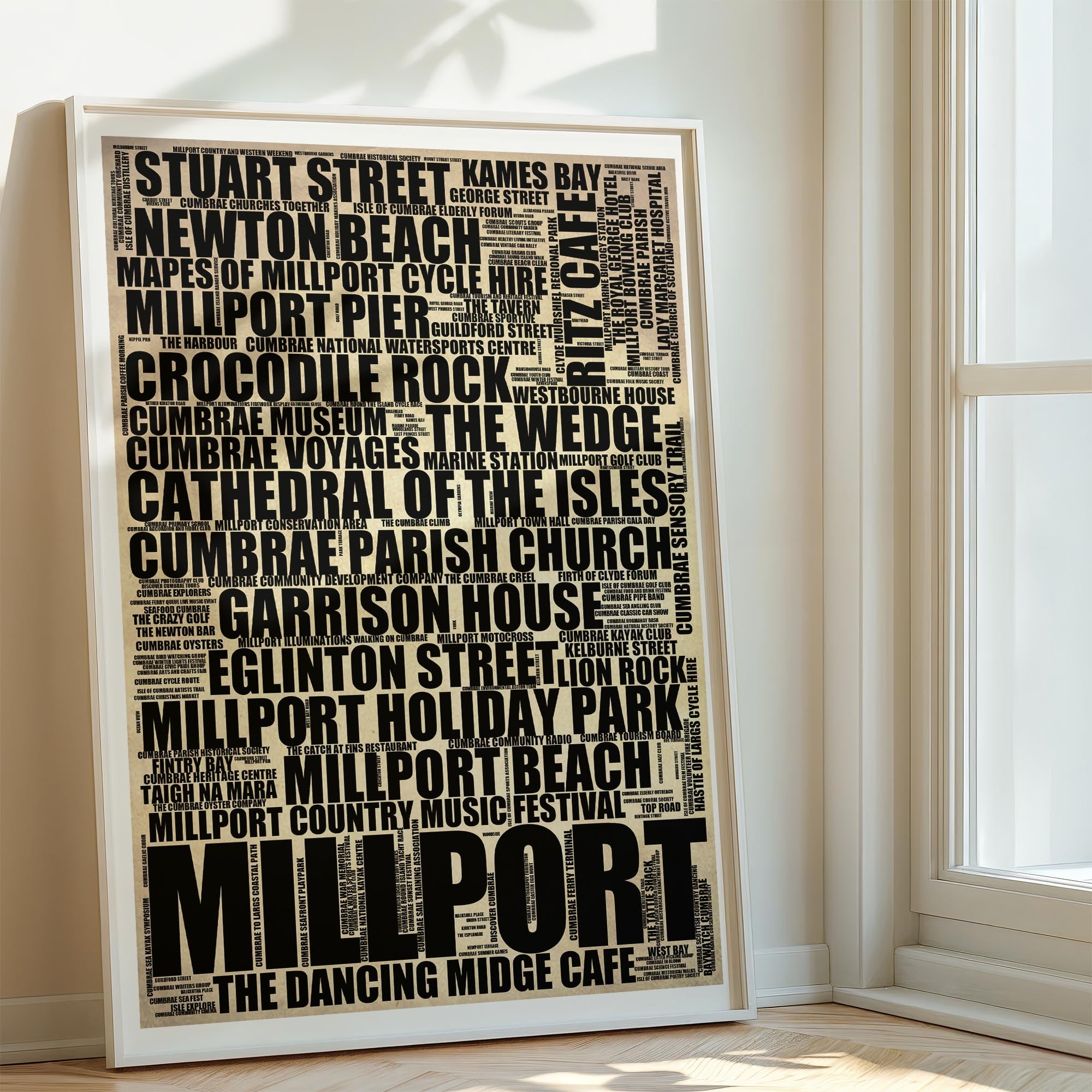 Millport - Premium Typographic Word Cloud Prints, Posters & Gifts