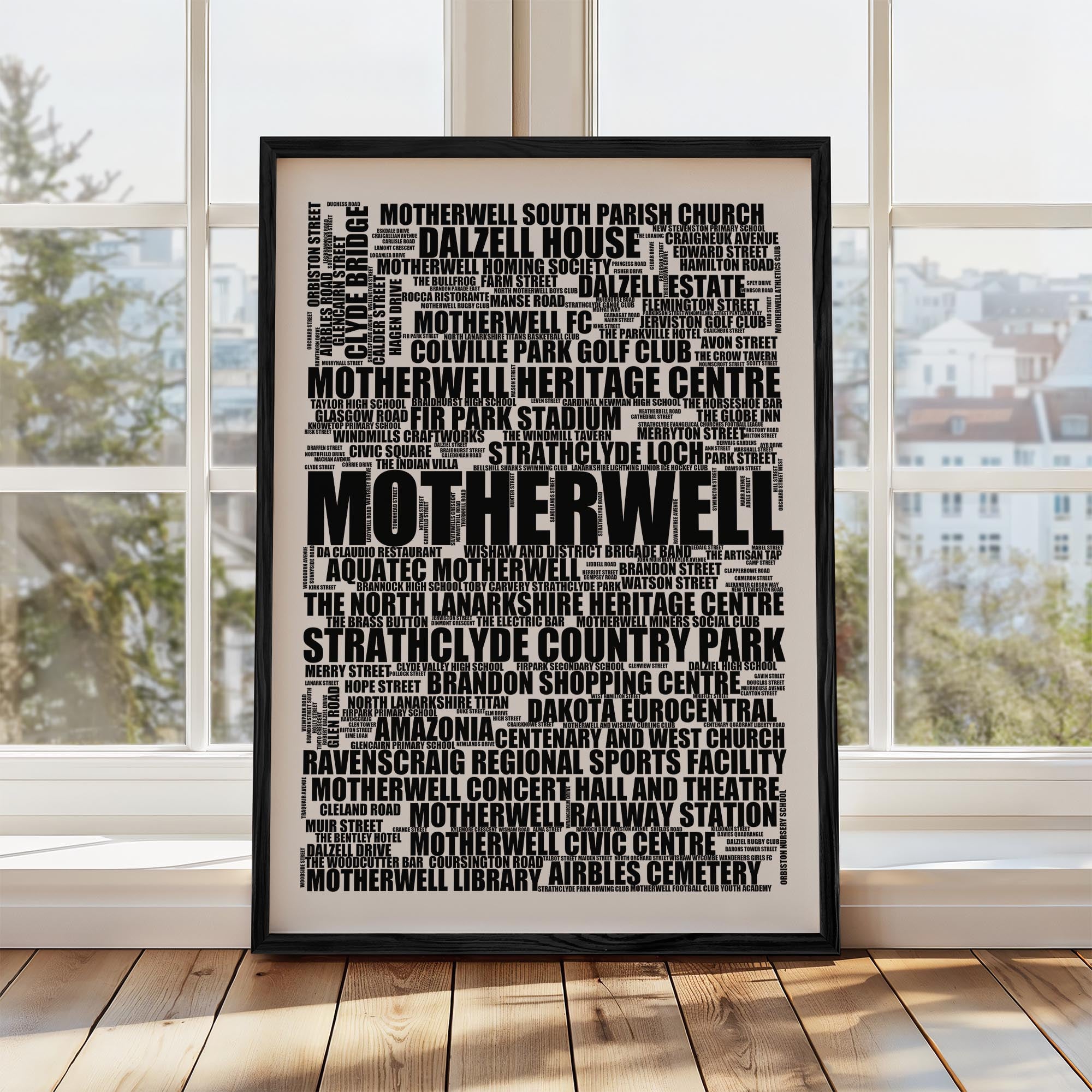 Motherwell - Premium Typographic Word Cloud Prints, Posters & Gifts