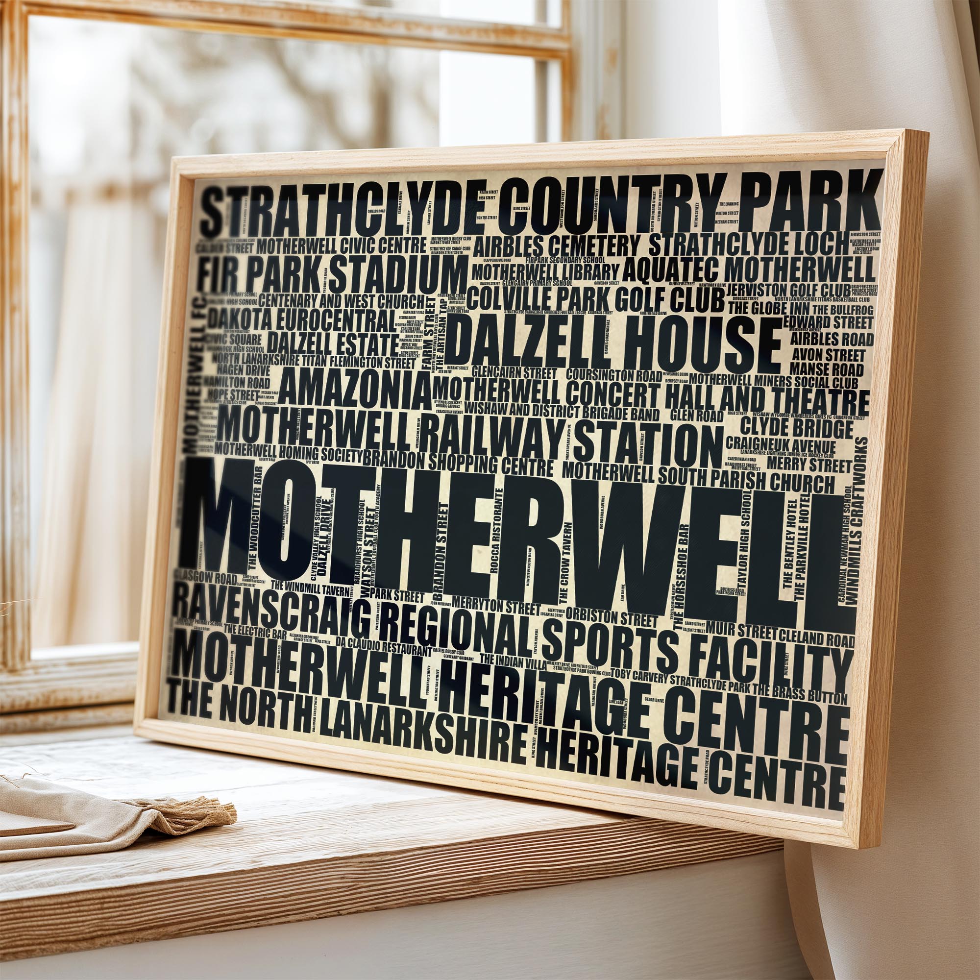 Motherwell - Premium Typographic Word Cloud Prints, Posters & Gifts