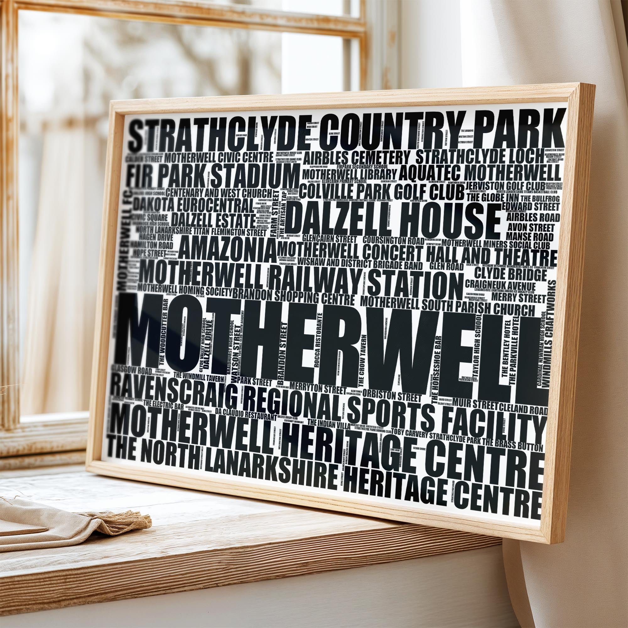 Motherwell - Premium Typographic Word Cloud Prints, Posters & Gifts