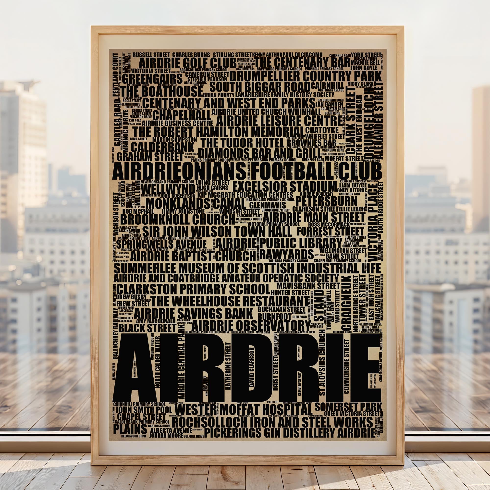 Airdrie - Premium Typographic Word Cloud Prints, Posters & Gifts