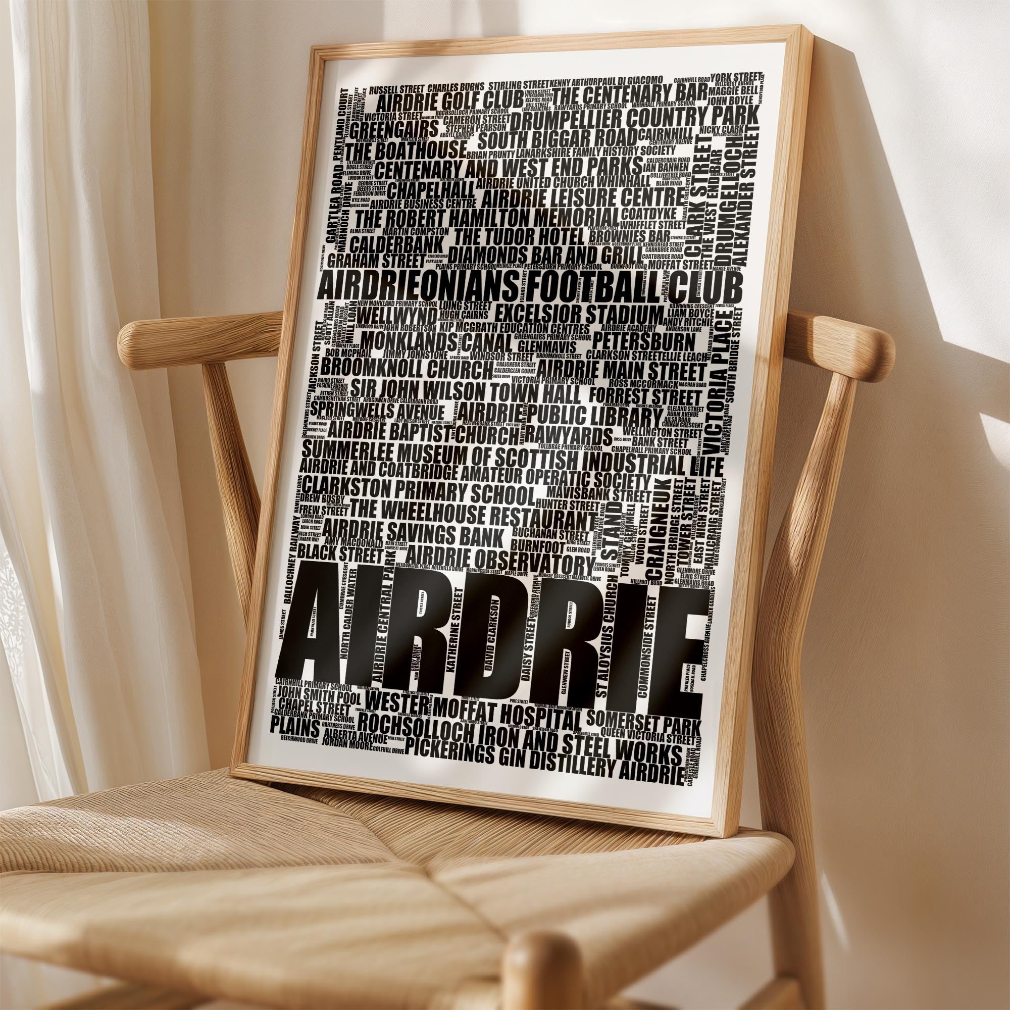 Airdrie - Premium Typographic Word Cloud Prints, Posters & Gifts