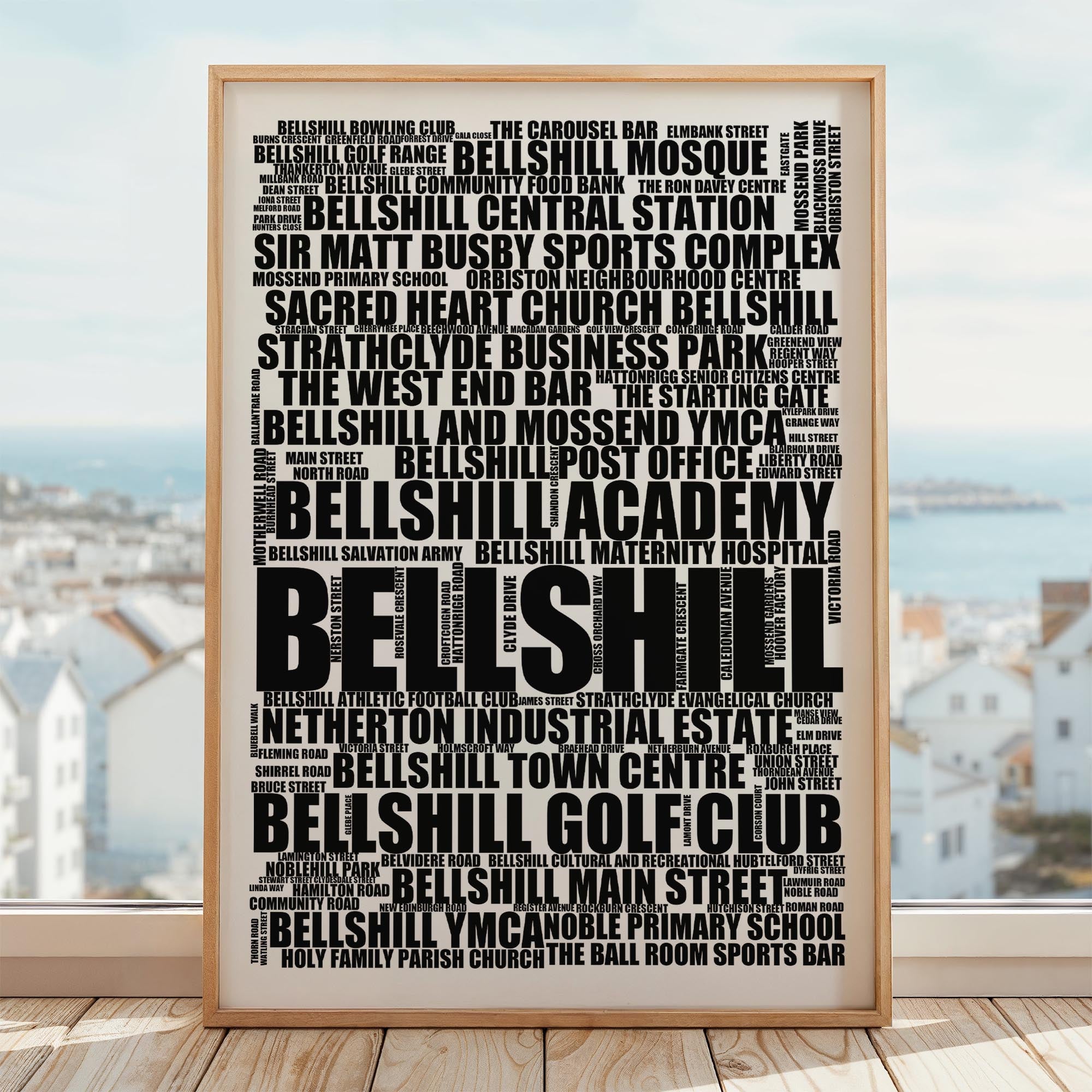 Bellshill - Premium Typographic Word Cloud Prints, Posters & Gifts