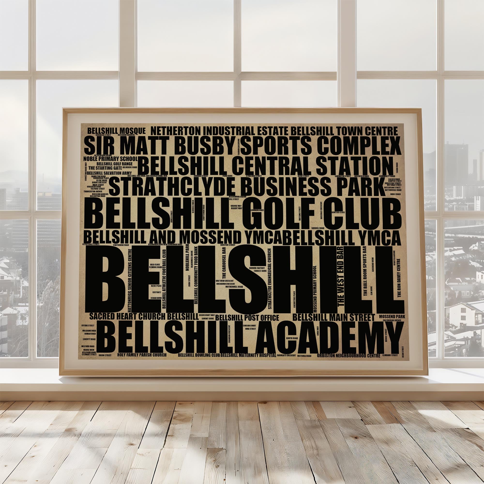 Bellshill - Premium Typographic Word Cloud Prints, Posters & Gifts