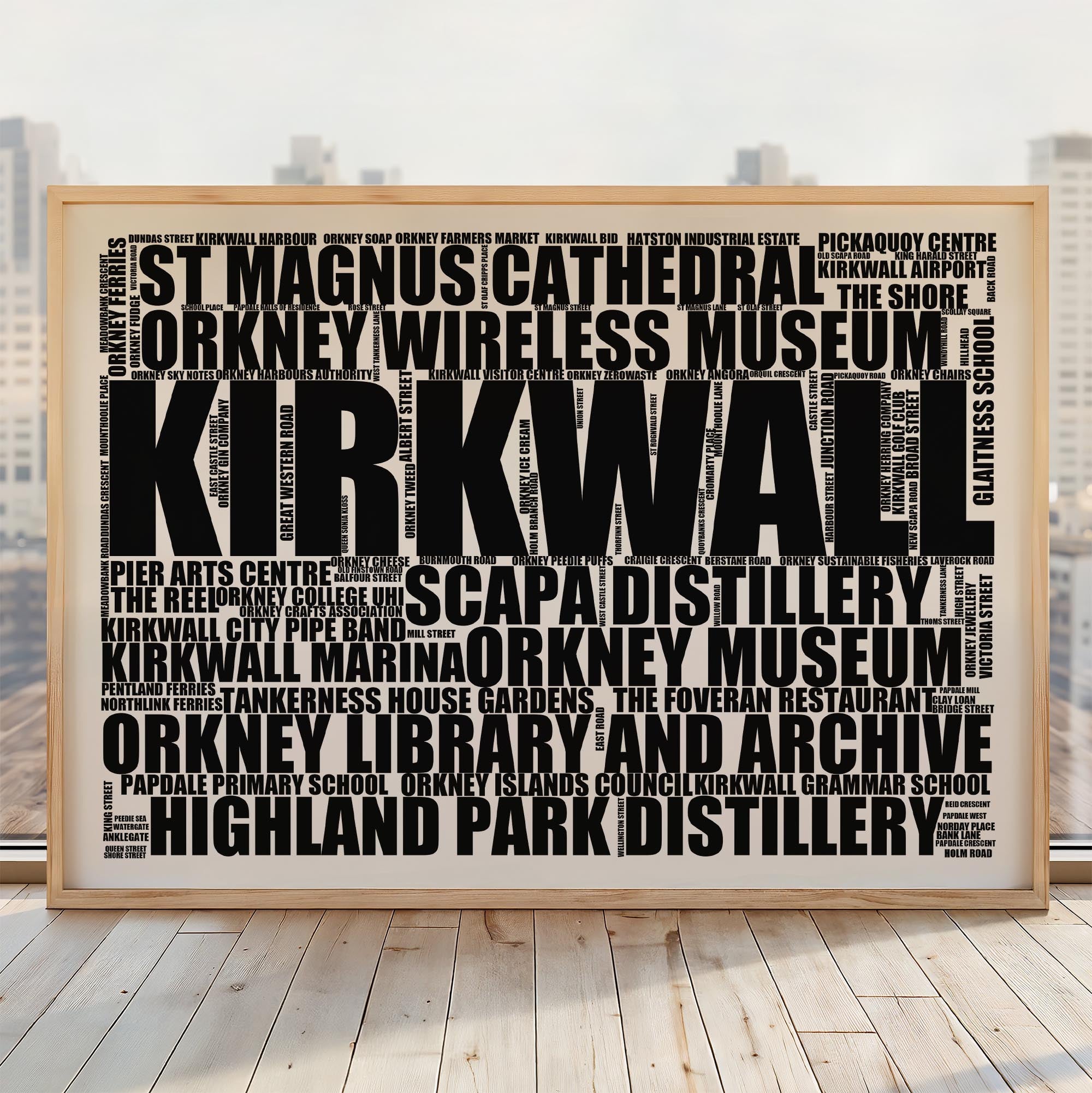 Kirkwall - Premium Typographic Word Cloud Prints, Posters & Gifts