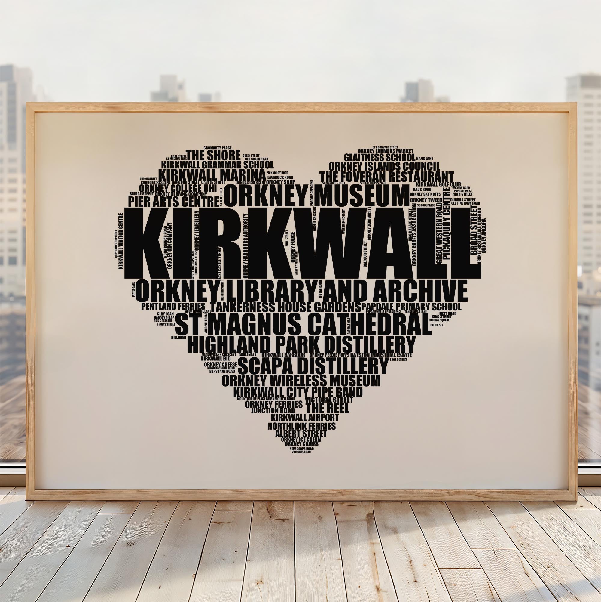 Kirkwall - Premium Typographic Word Cloud Prints, Posters & Gifts