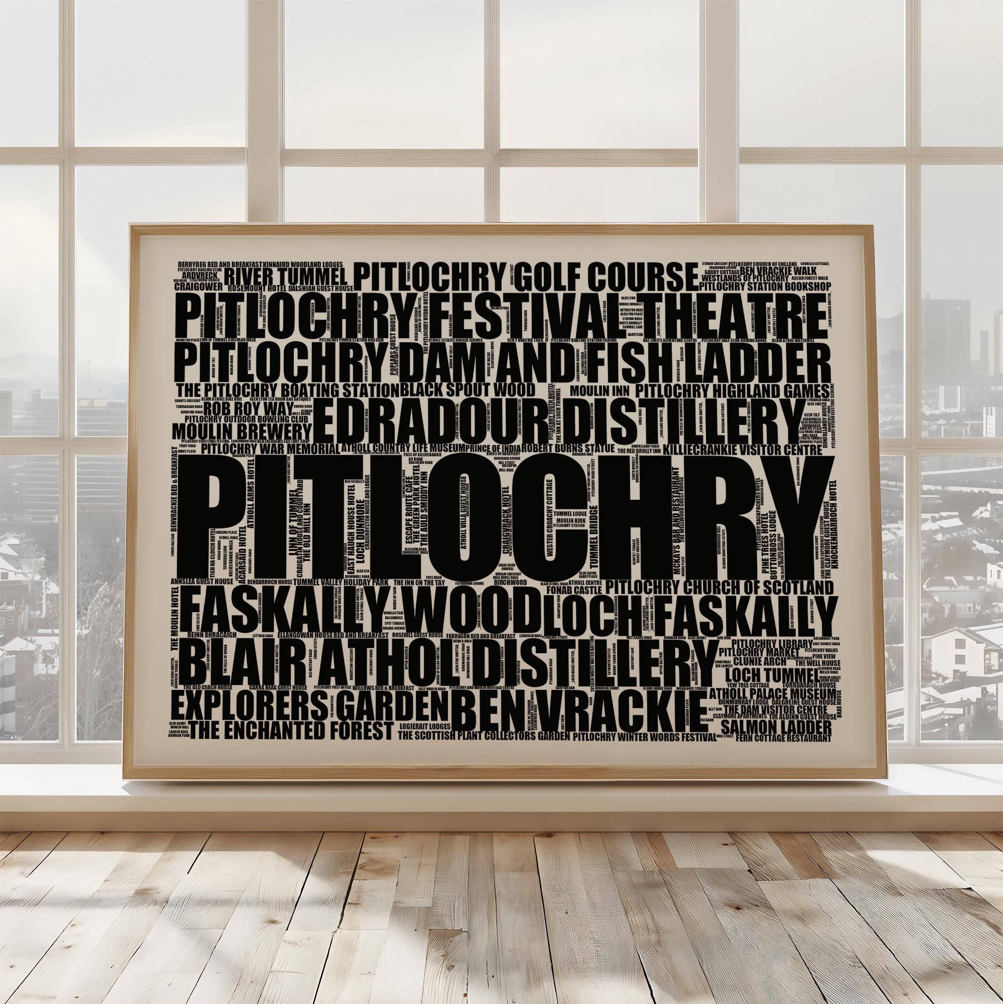 Pitlochry - Premium Typographic Word Cloud Prints, Posters & Gifts