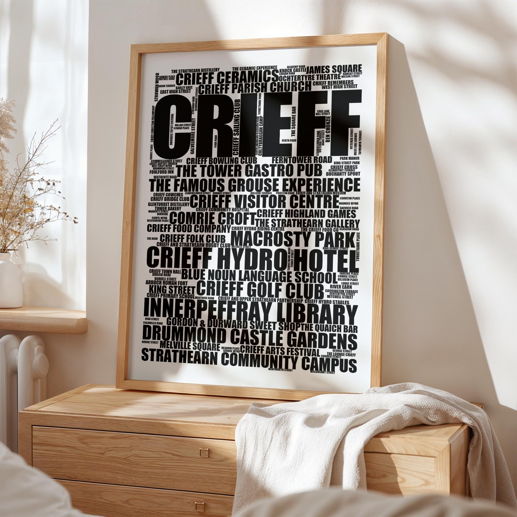 Crieff - Premium Typographic Word Cloud Prints, Posters & Gifts