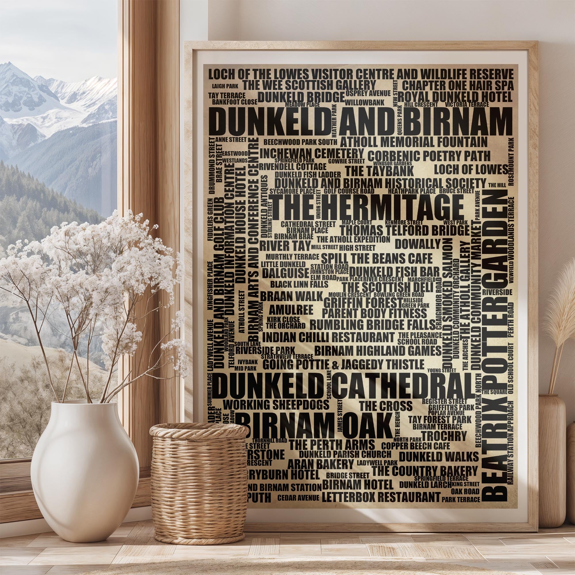 Dunkeld and Birnam - Premium Typographic Word Cloud Prints, Posters & Gifts