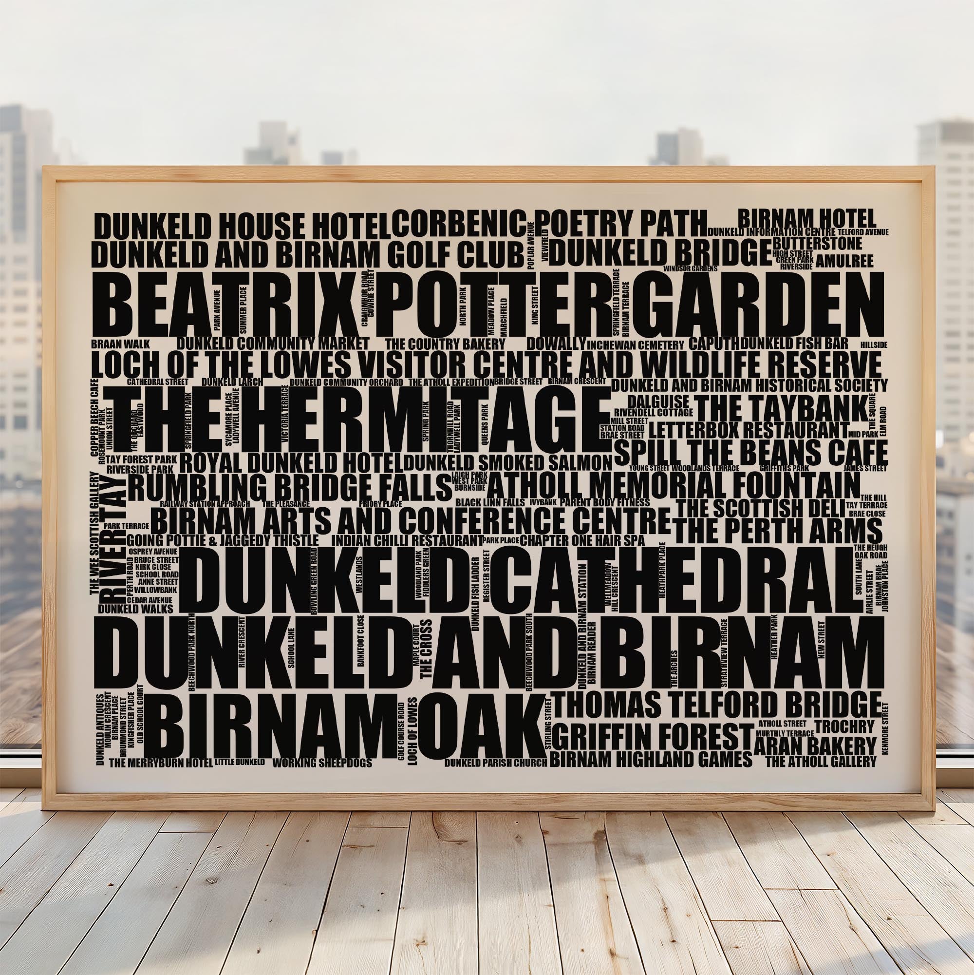 Dunkeld and Birnam - Premium Typographic Word Cloud Prints, Posters & Gifts