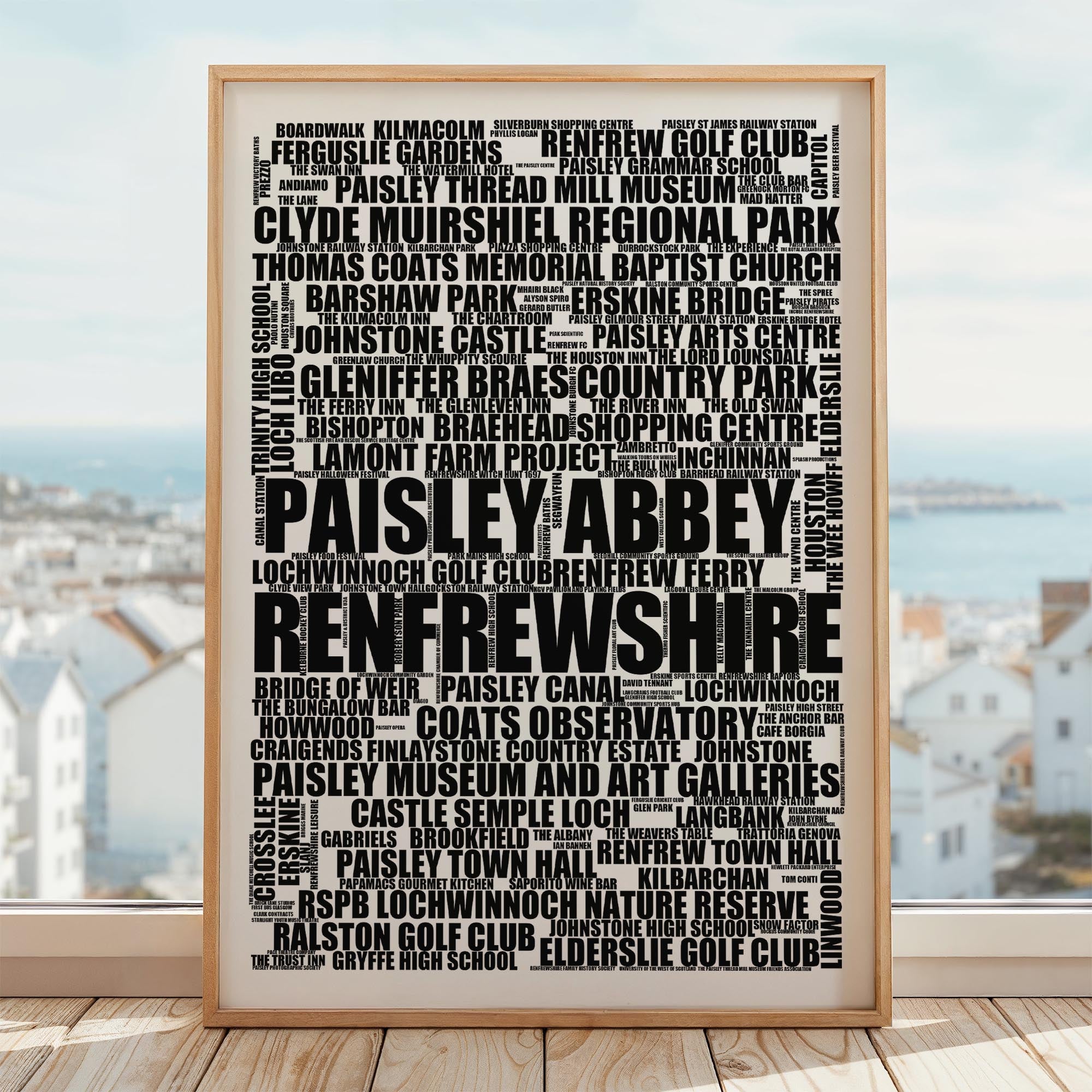 Renfrewshire - Premium Typographic Word Cloud Prints, Posters & Gifts