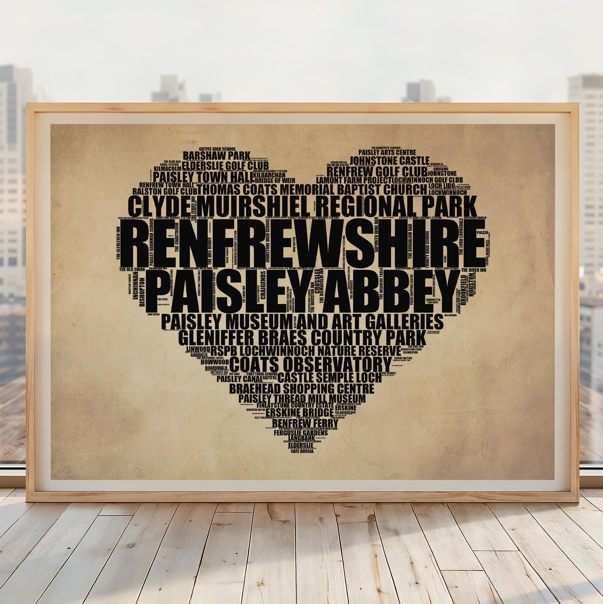 Renfrewshire - Premium Typographic Word Cloud Prints, Posters & Gifts