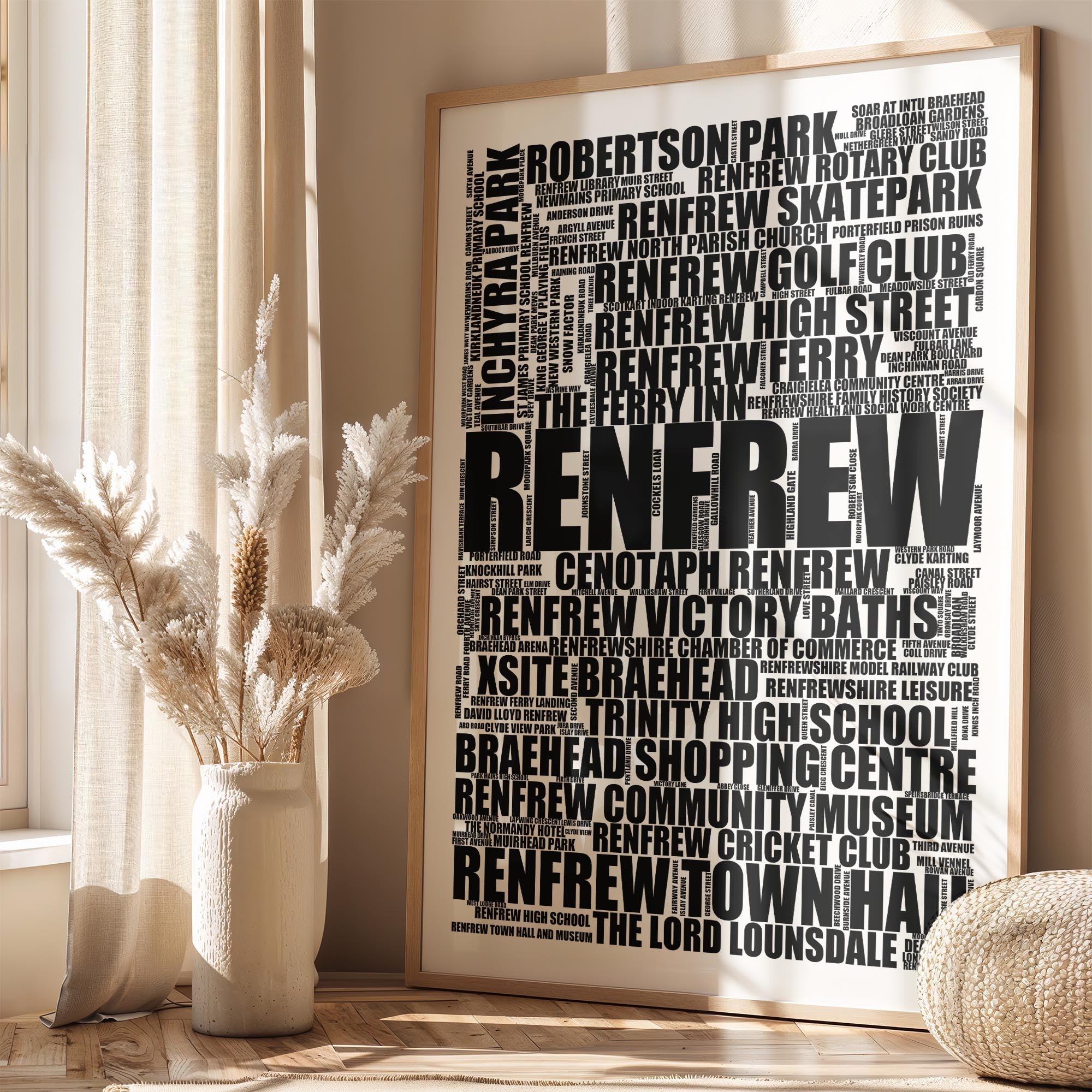 Renfrew - Premium Typographic Word Cloud Prints, Posters & Gifts