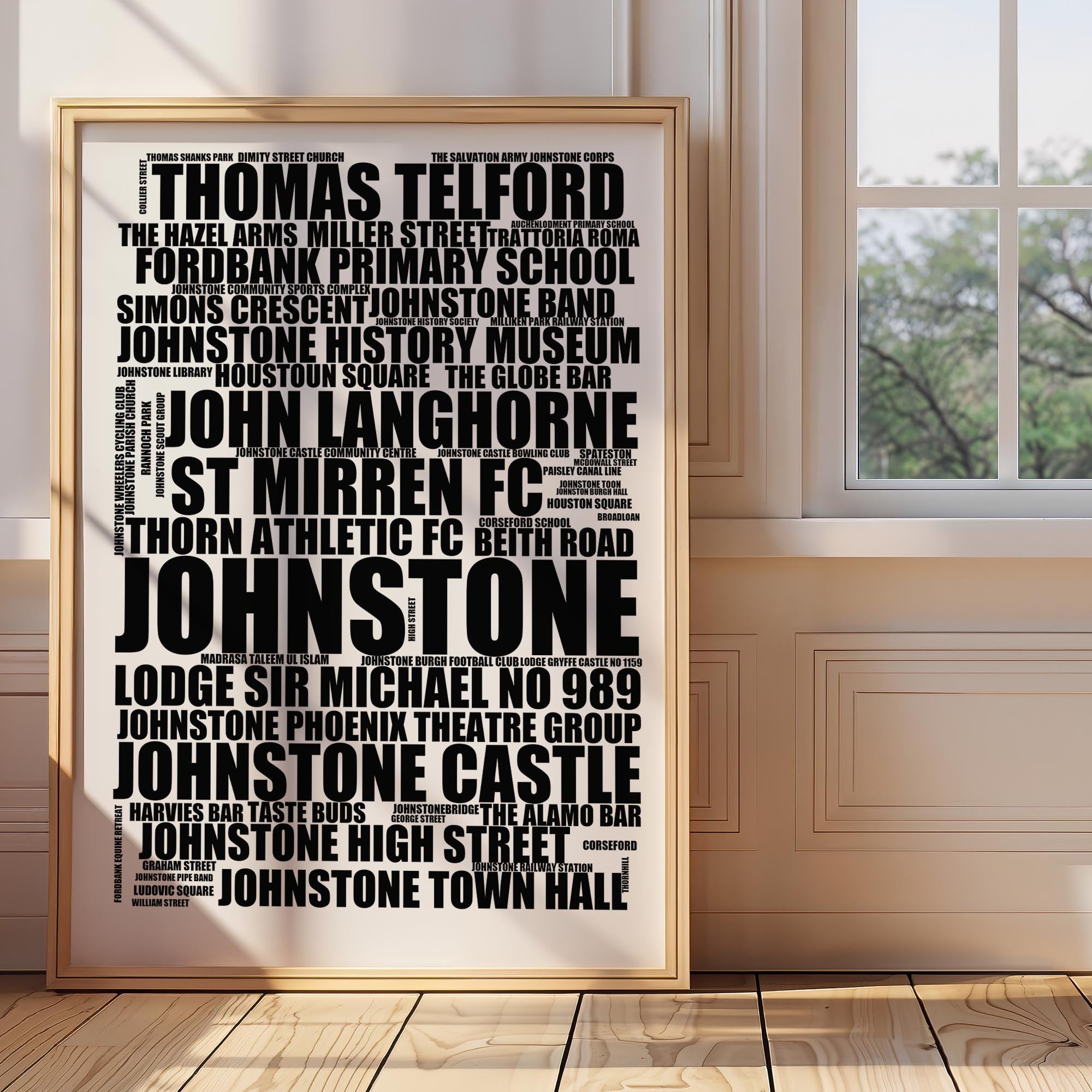 Johnstone - Premium Typographic Word Cloud Prints, Posters & Gifts