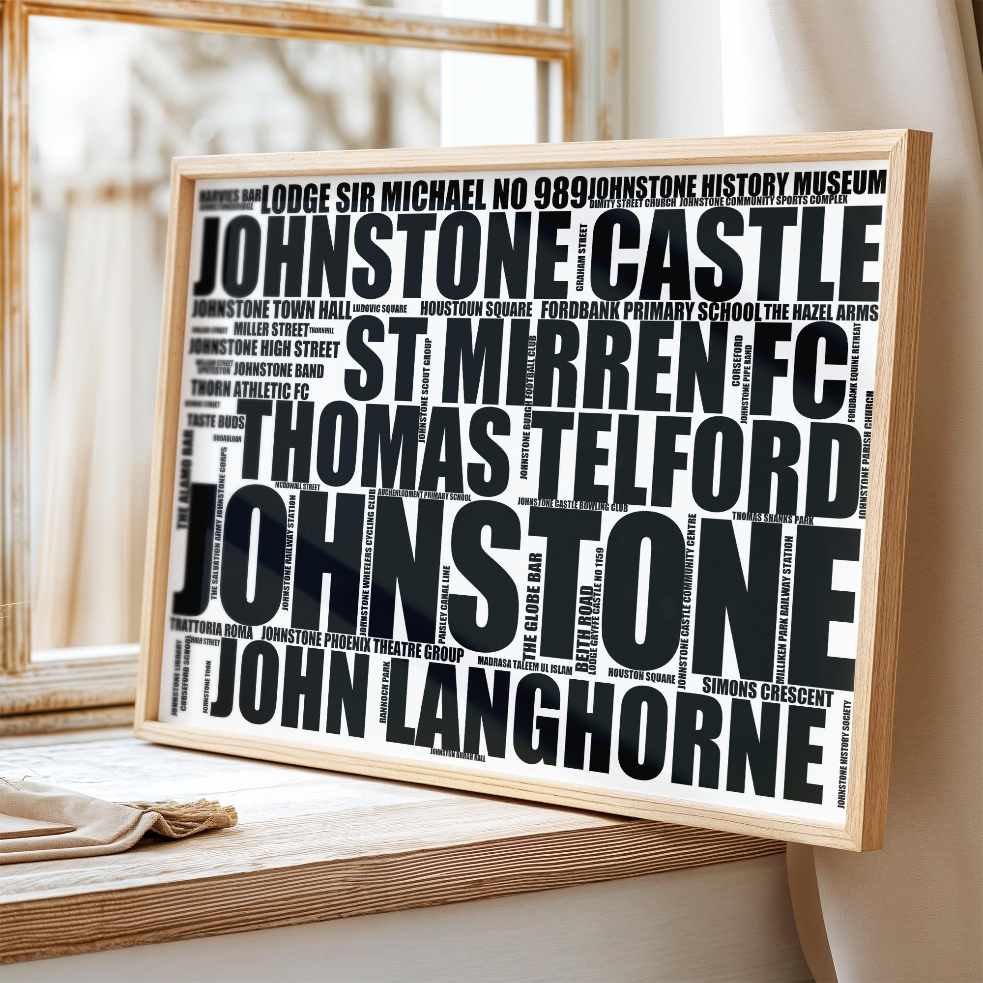 Johnstone - Premium Typographic Word Cloud Prints, Posters & Gifts