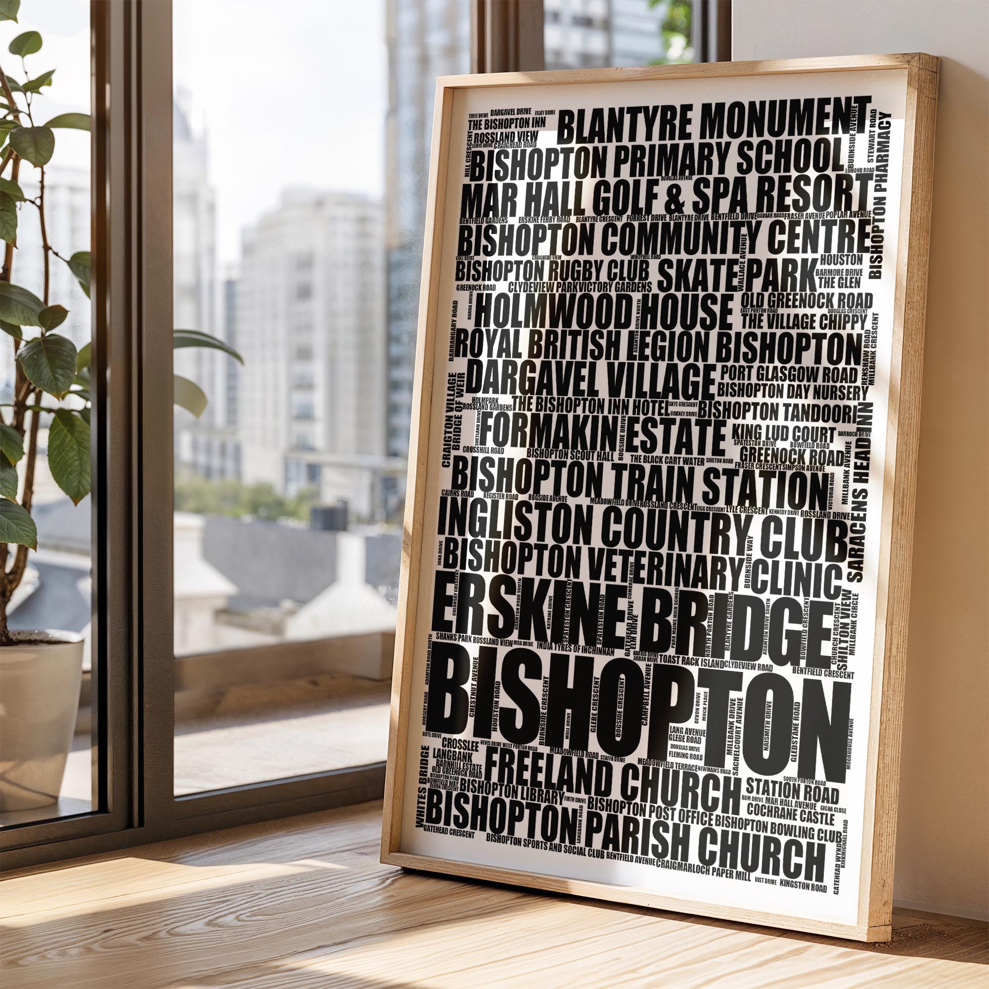 Bishopton - Premium Typographic Word Cloud Prints, Posters & Gifts