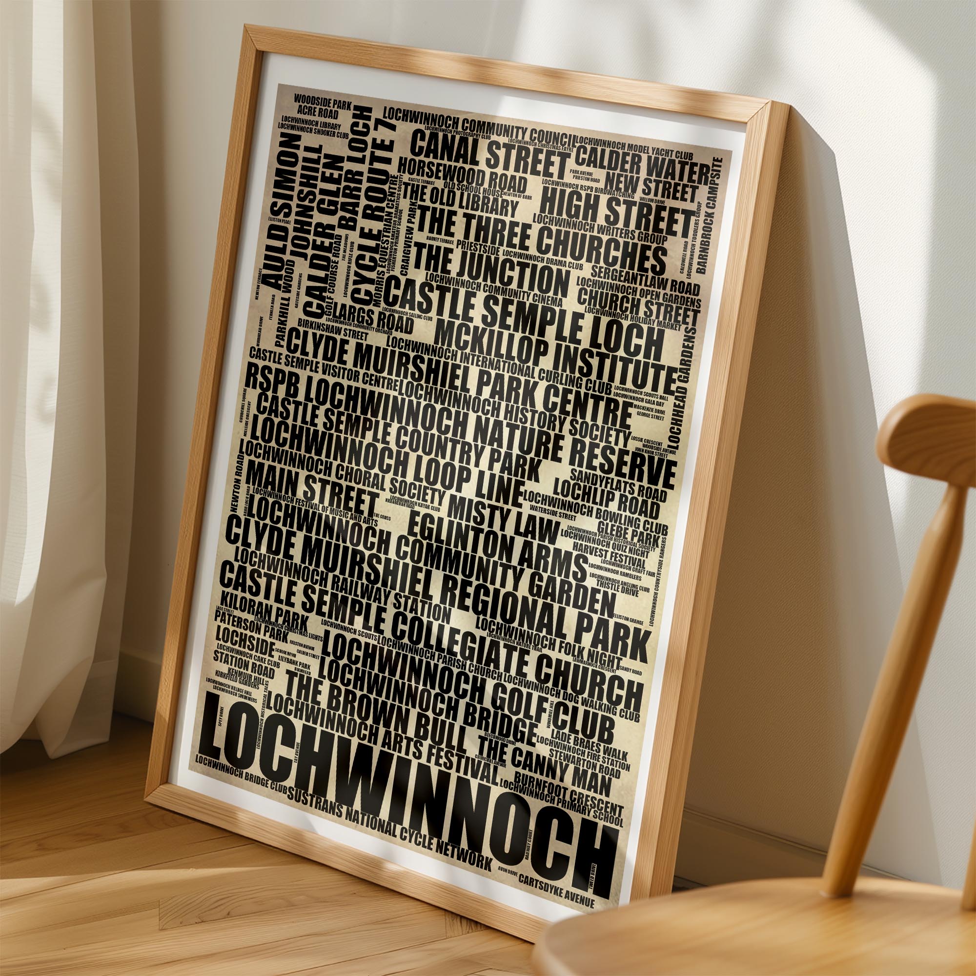 Lochwinnoch - Premium Typographic Word Cloud Prints, Posters & Gifts