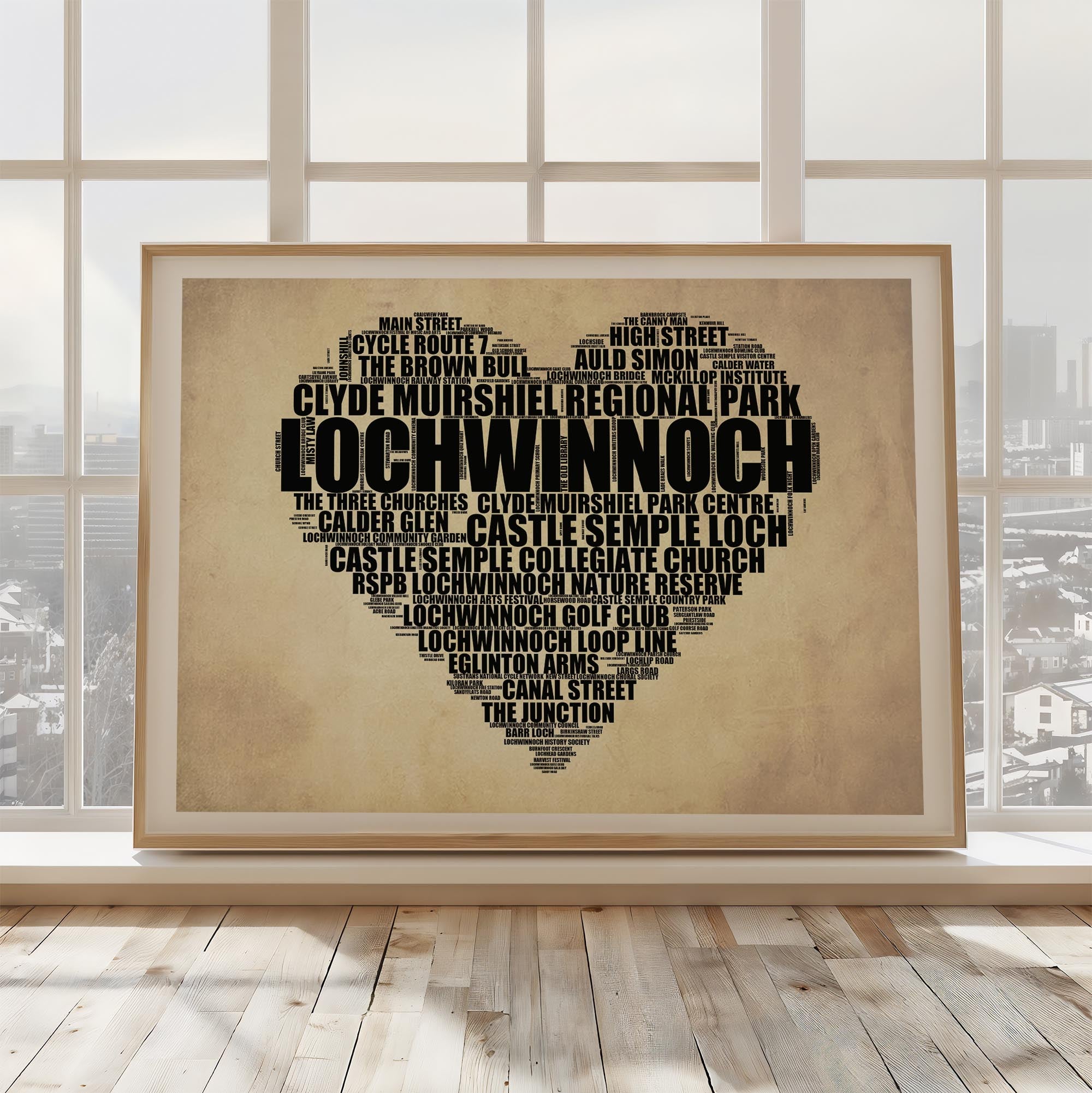 Lochwinnoch - Premium Typographic Word Cloud Prints, Posters & Gifts