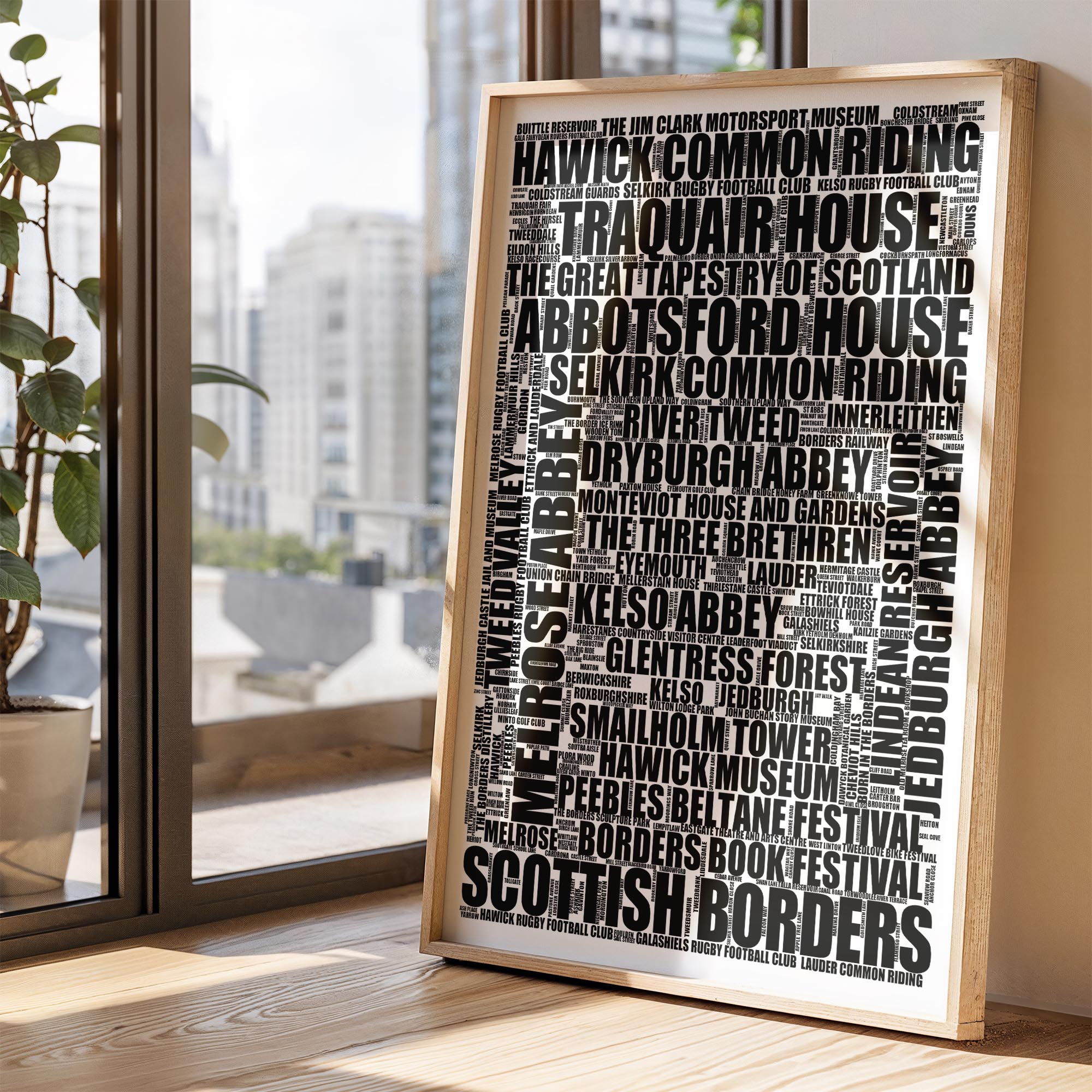 Scottish Borders - Premium Typographic Word Cloud Prints, Posters & Gifts