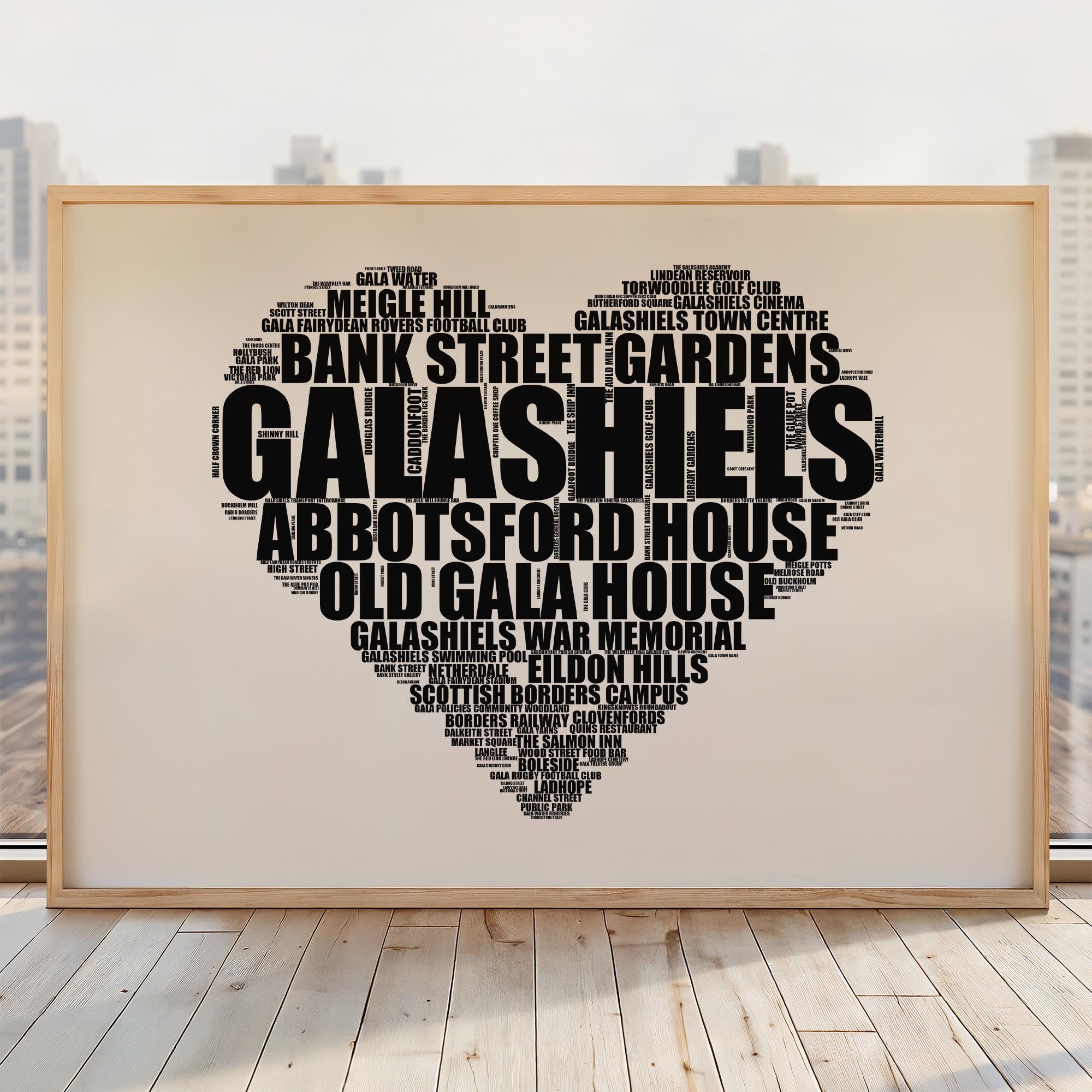 Galashiels - Premium Typographic Word Cloud Prints, Posters & Gifts