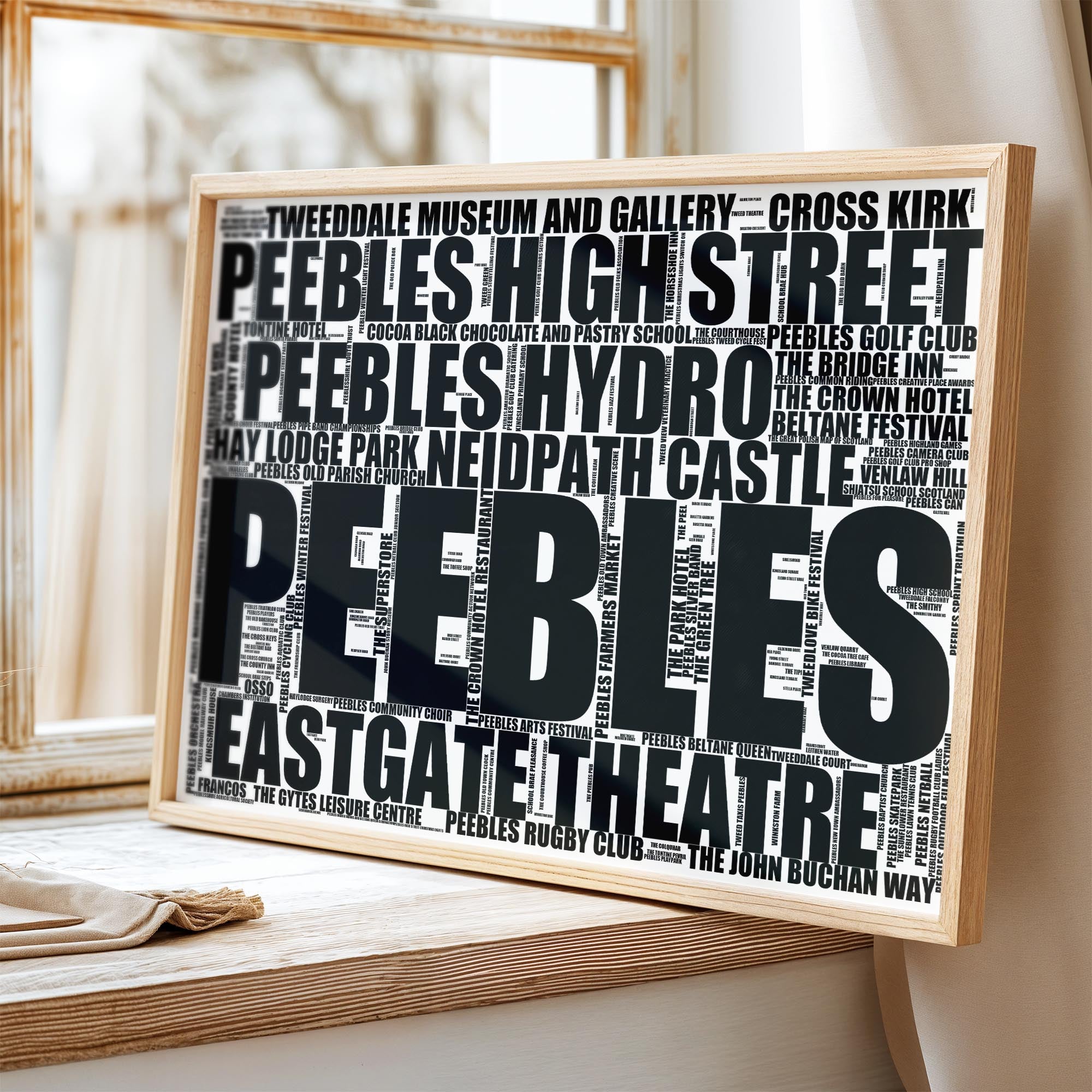 Peebles - Premium Typographic Word Cloud Prints, Posters & Gifts