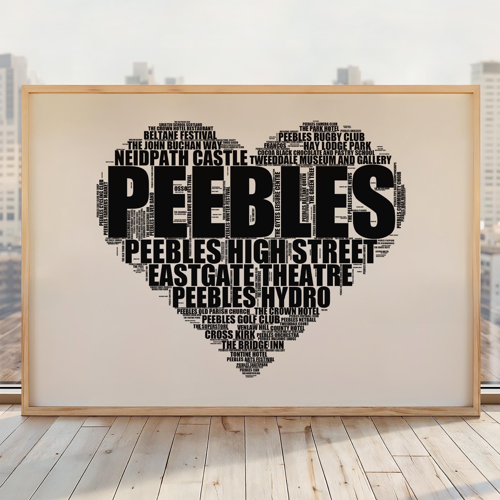 Peebles - Premium Typographic Word Cloud Prints, Posters & Gifts