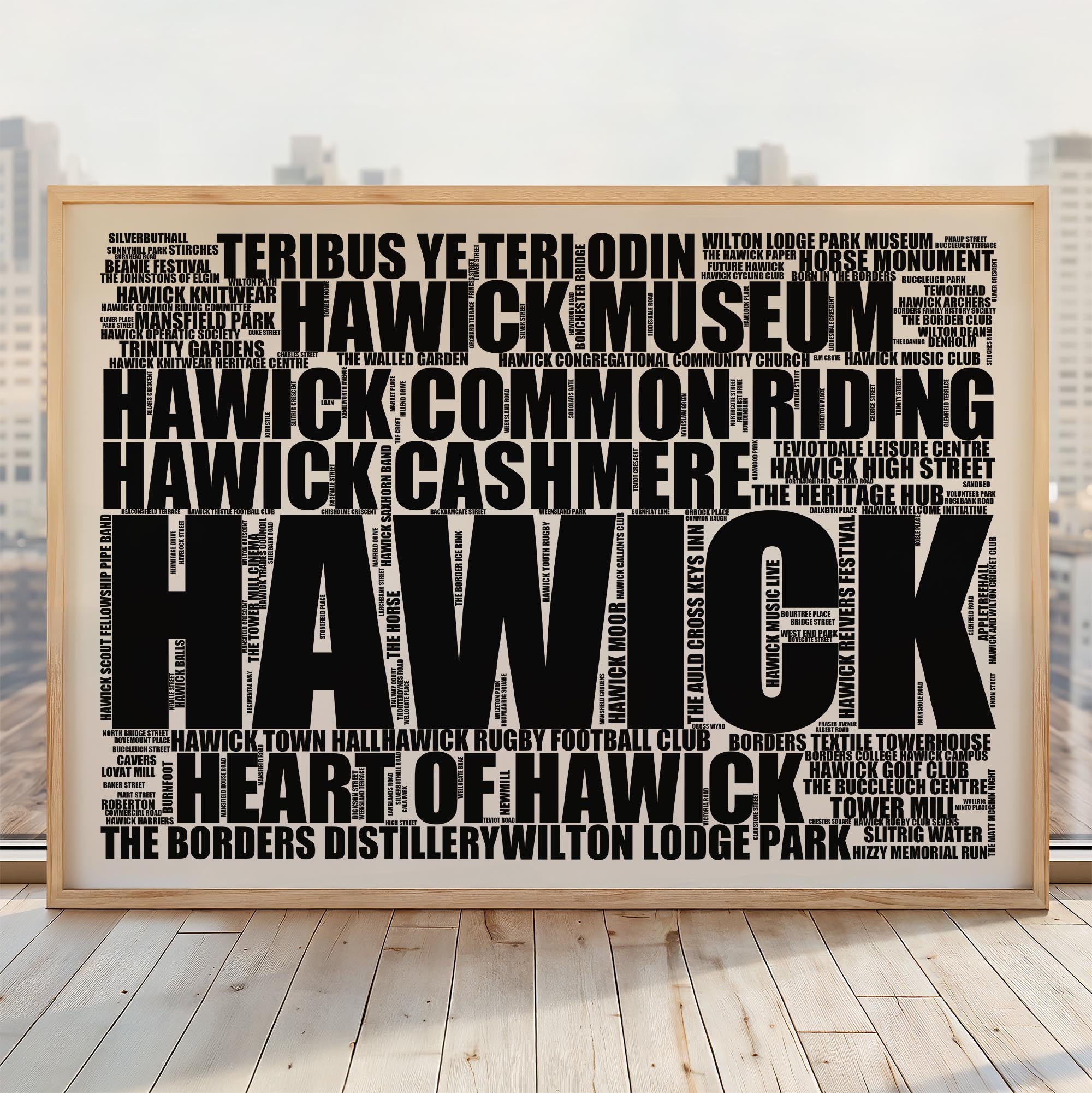 Hawick - Premium Typographic Word Cloud Prints, Posters & Gifts