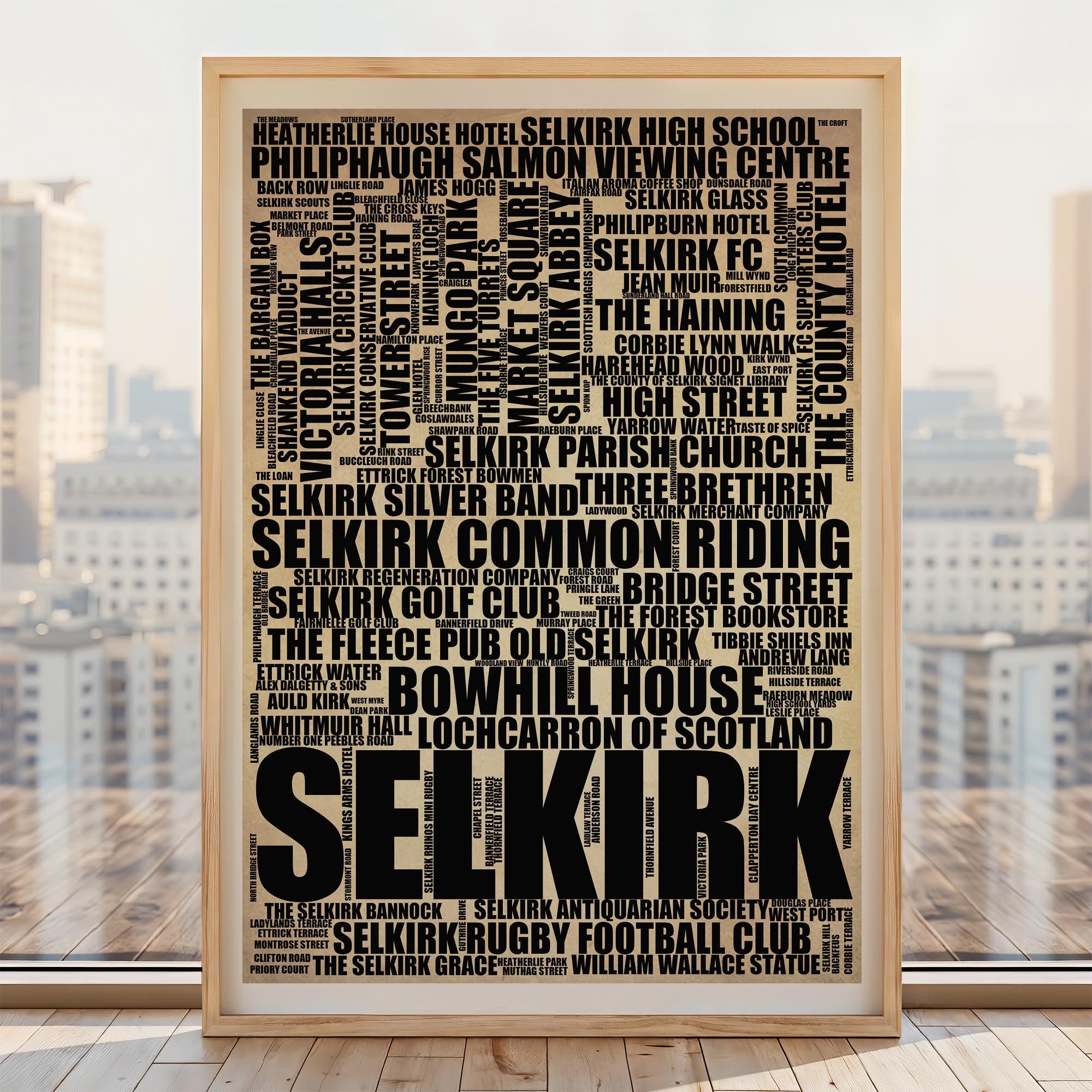 Selkirk - Premium Typographic Word Cloud Prints, Posters & Gifts