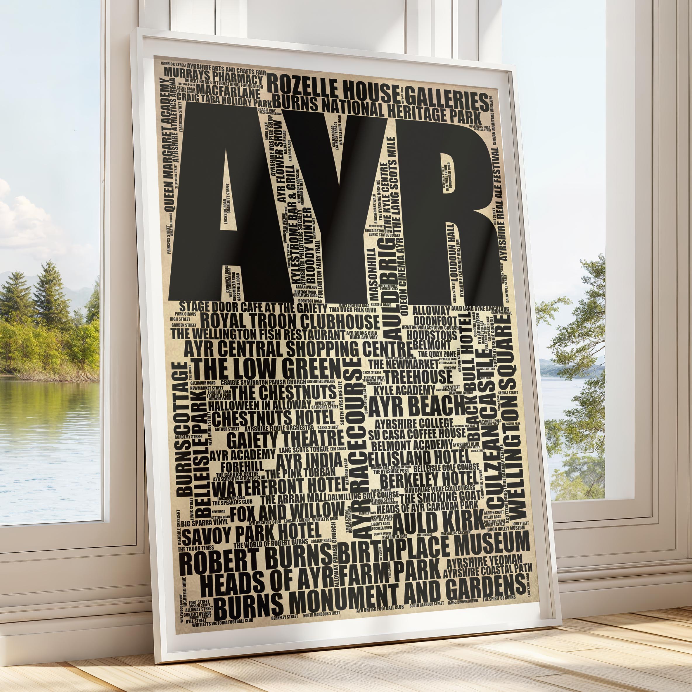 Ayr - Premium Typographic Word Cloud Prints, Posters & Gifts