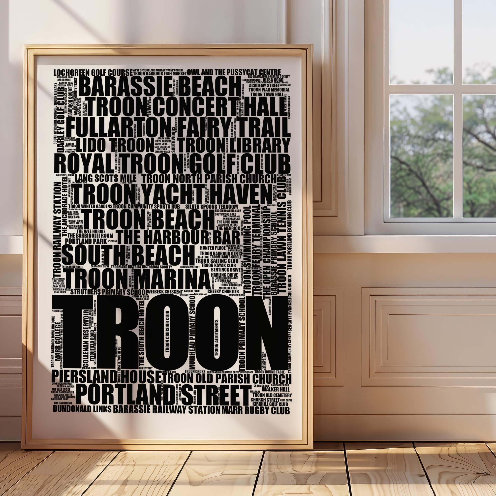 Troon - Premium Typographic Word Cloud Prints, Posters & Gifts