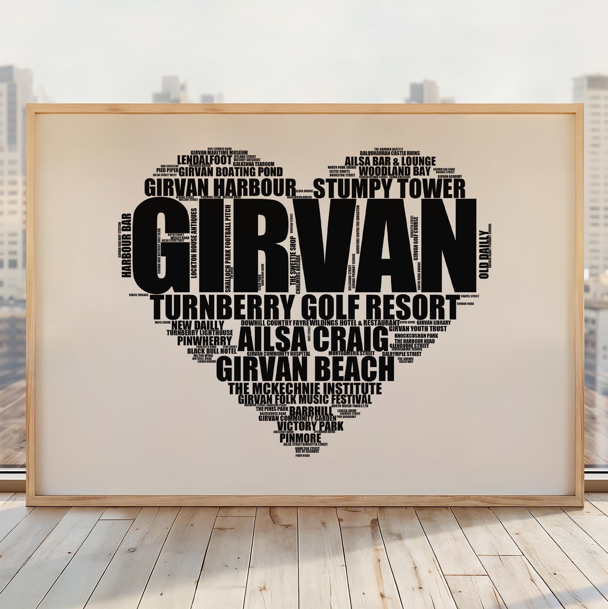 Girvan - Premium Typographic Word Cloud Prints, Posters & Gifts