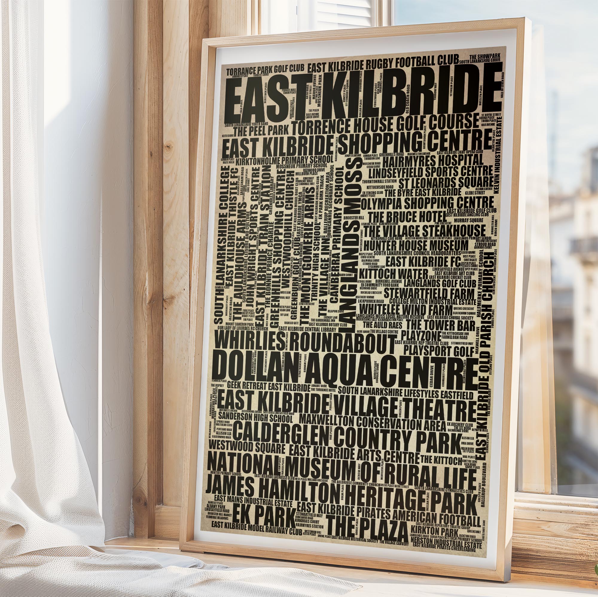 East Kilbride - Premium Typographic Word Cloud Prints, Posters & Gifts