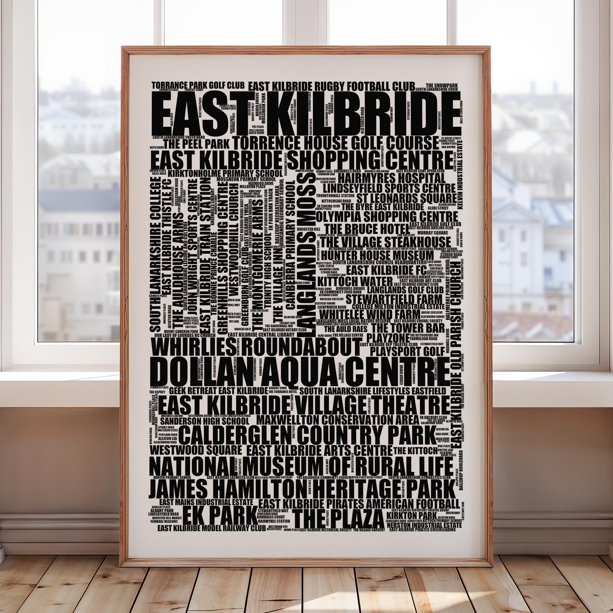 East Kilbride - Premium Typographic Word Cloud Prints, Posters & Gifts