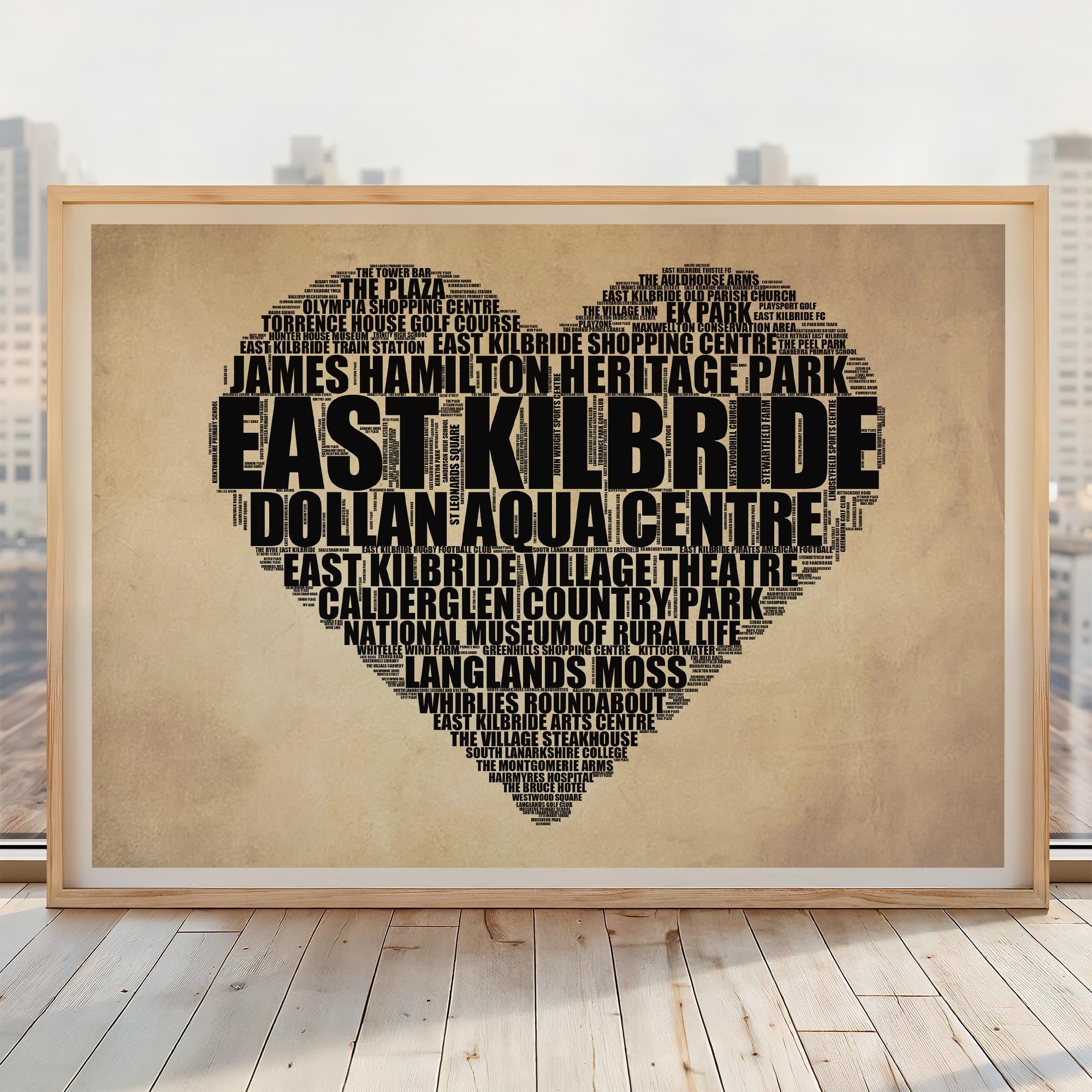 East Kilbride - Premium Typographic Word Cloud Prints, Posters & Gifts