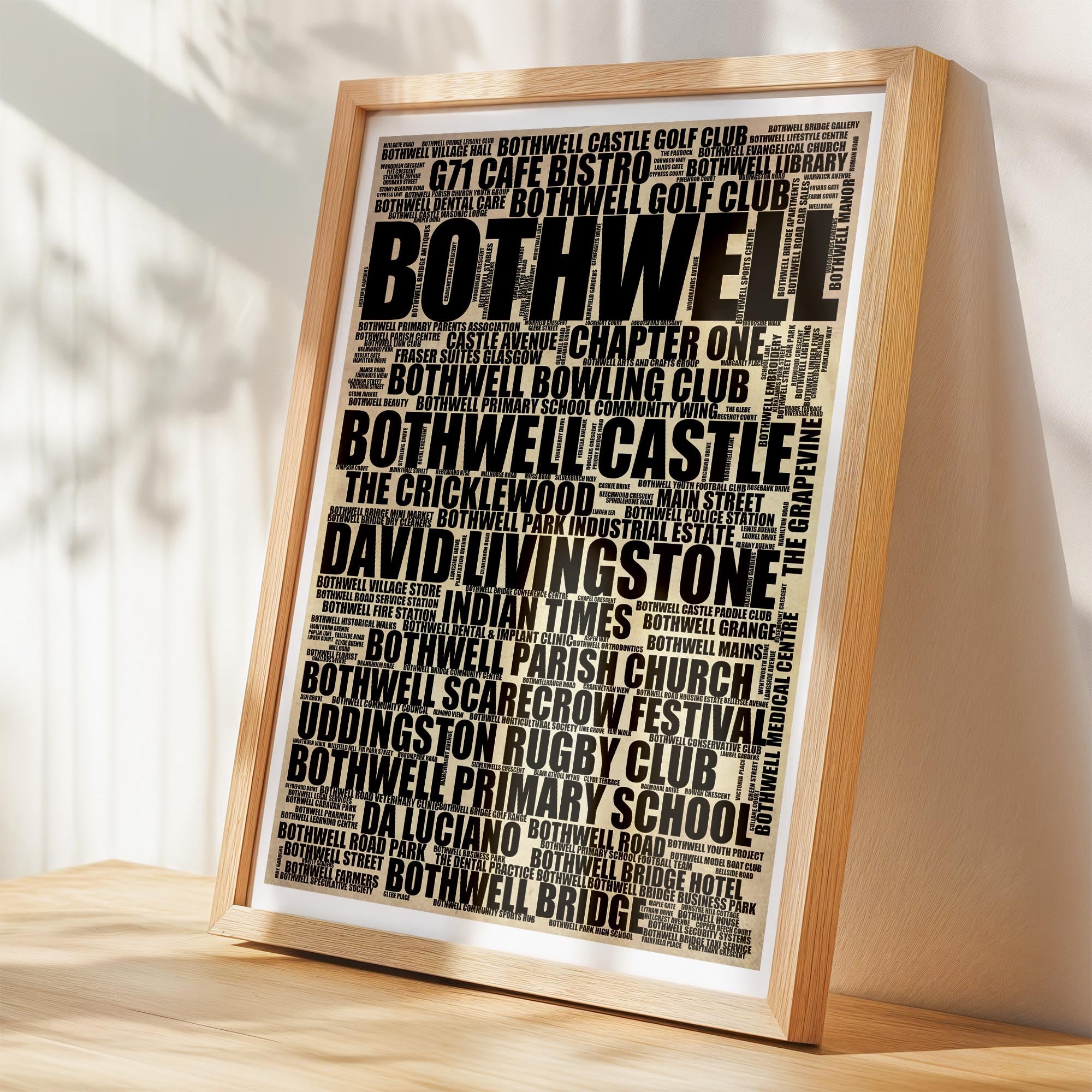 Bothwell - Premium Typographic Word Cloud Prints, Posters & Gifts